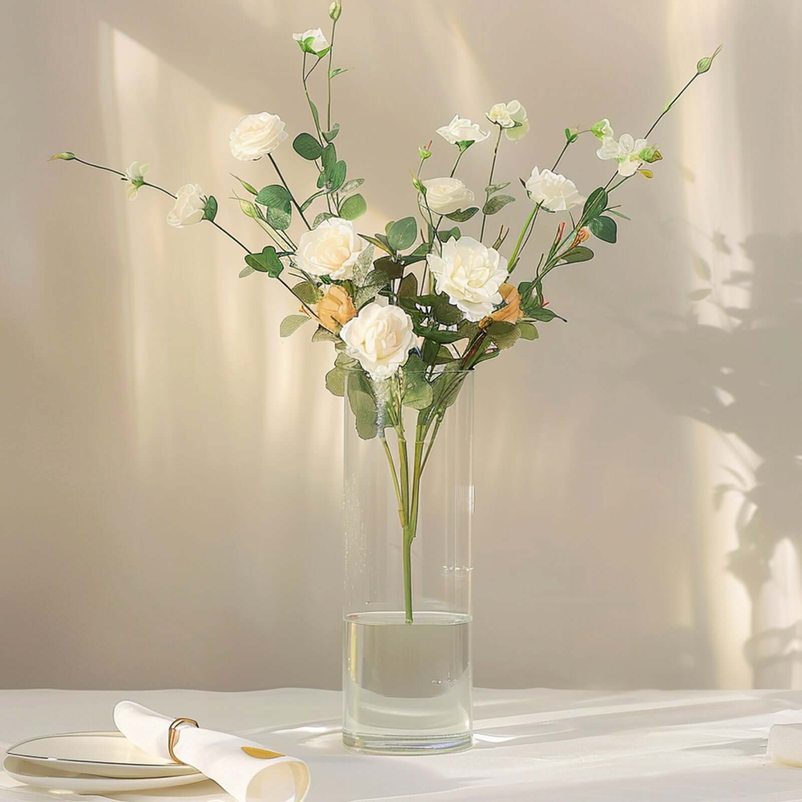 Amazing 6-Pack Clear Glass Cylinder Flower Vases - Ideal Stylish Centerpieces for Weddings