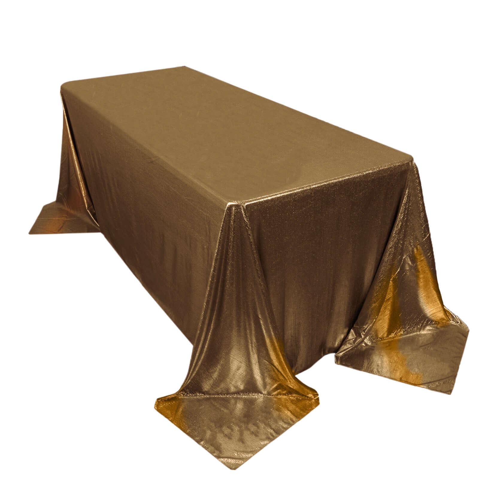 Shimmering Antique Gold Sequin Dots Polyester Wrinkle-Free Rectangle Tablecloth 90x132