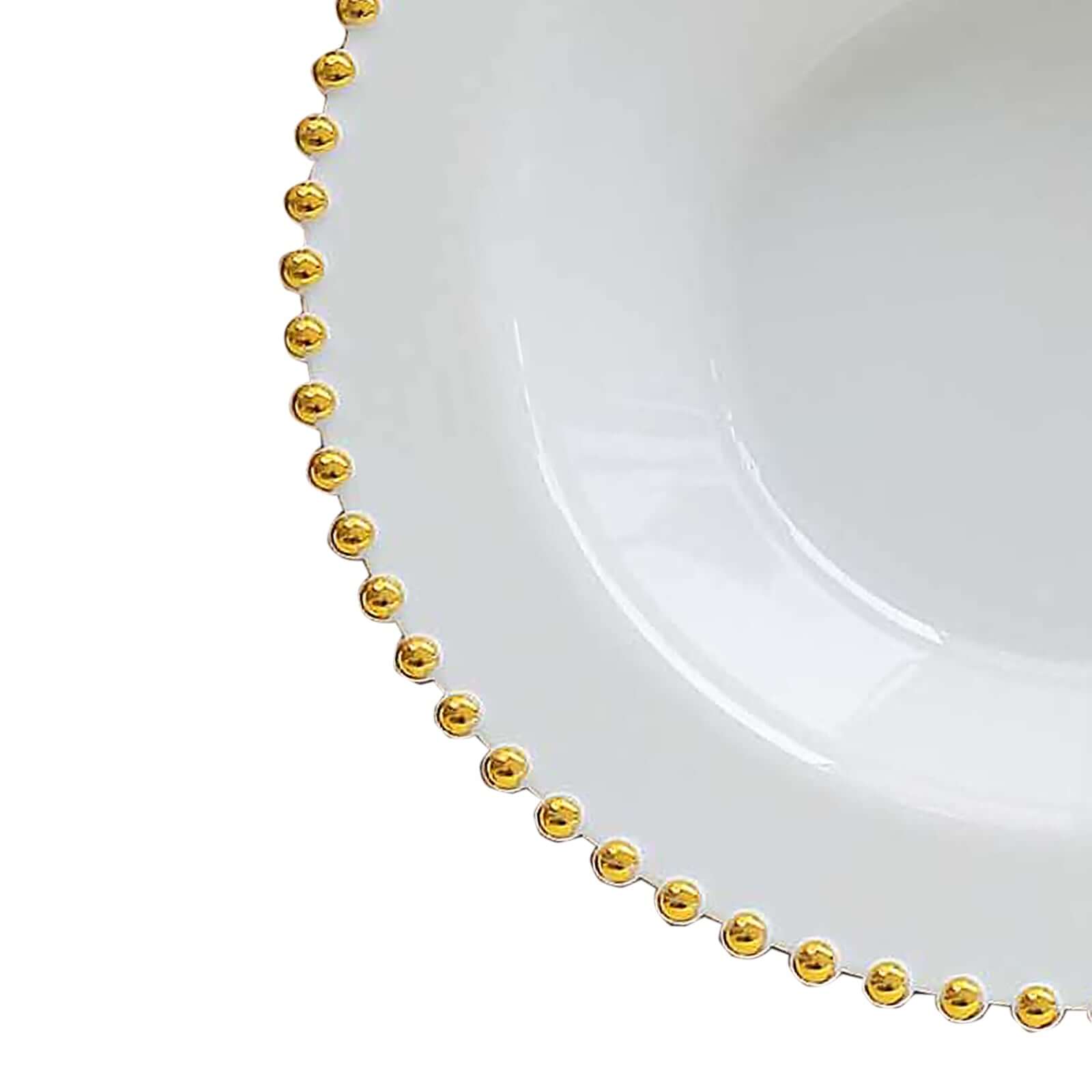 10-Pack 12oz Disposable White Plastic Salad & Soup Bowls with Gold Beaded Rim - Great Value!