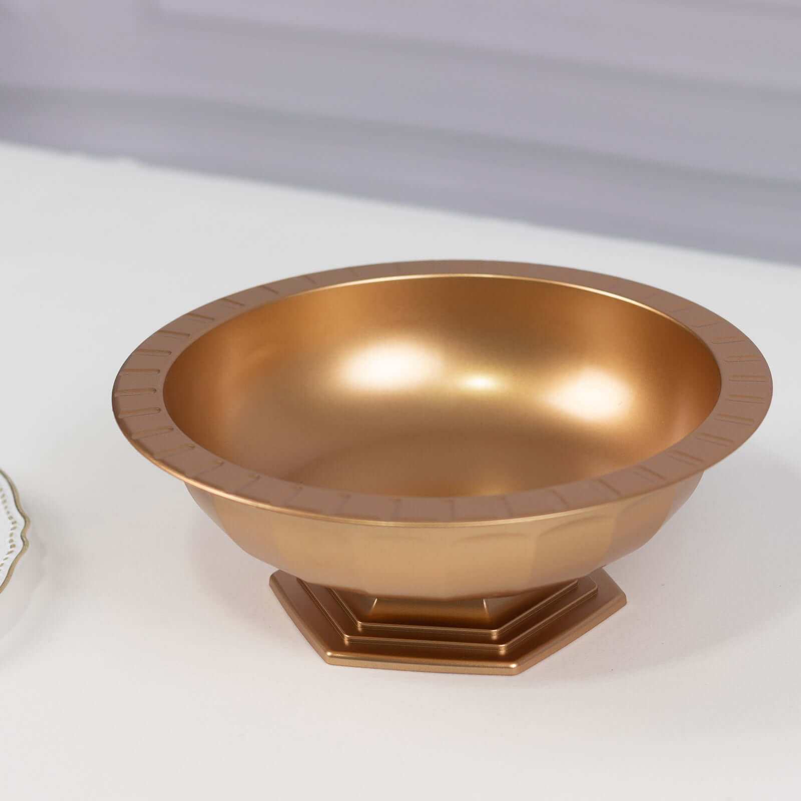 3-Pack Gold Roman Style Plastic Pedestal Compote Bowls for Table Centerpieces