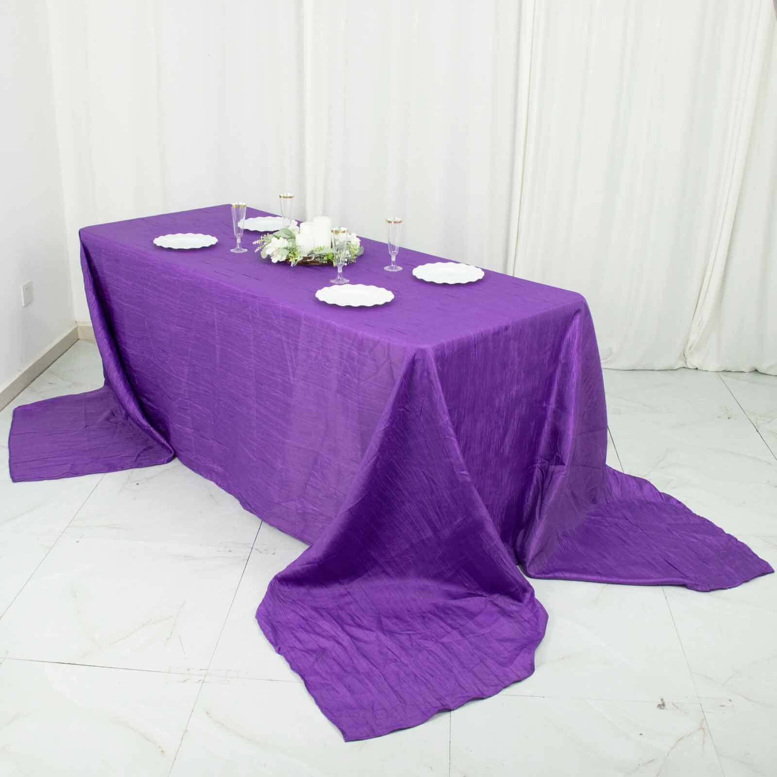 Purple Crinkle Taffeta Rectangle Tablecloth 90x156 - Seamless Design