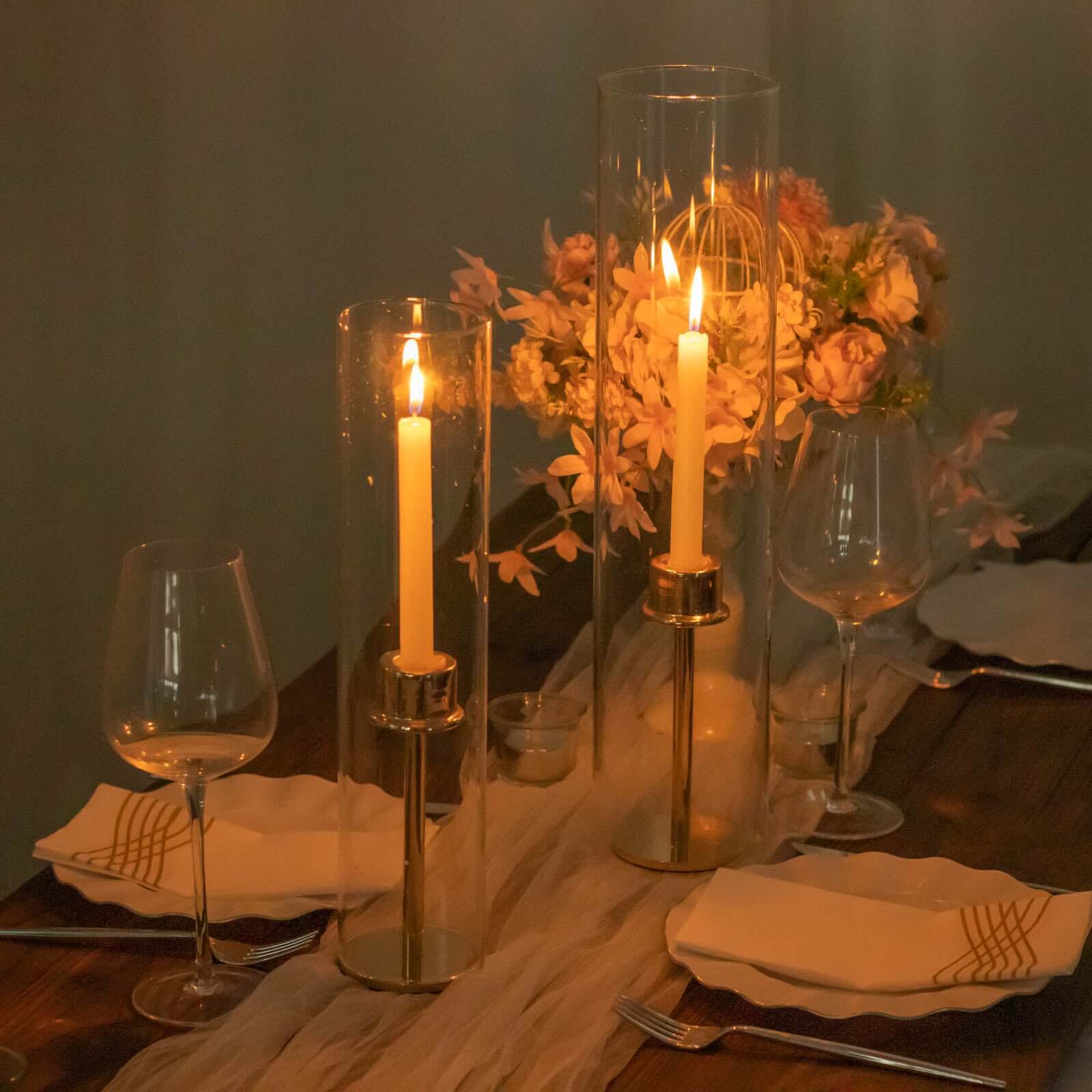 2-Pack 18-Inch Clear Glass Open-End Candelabra Shades for Stylish Table Decor