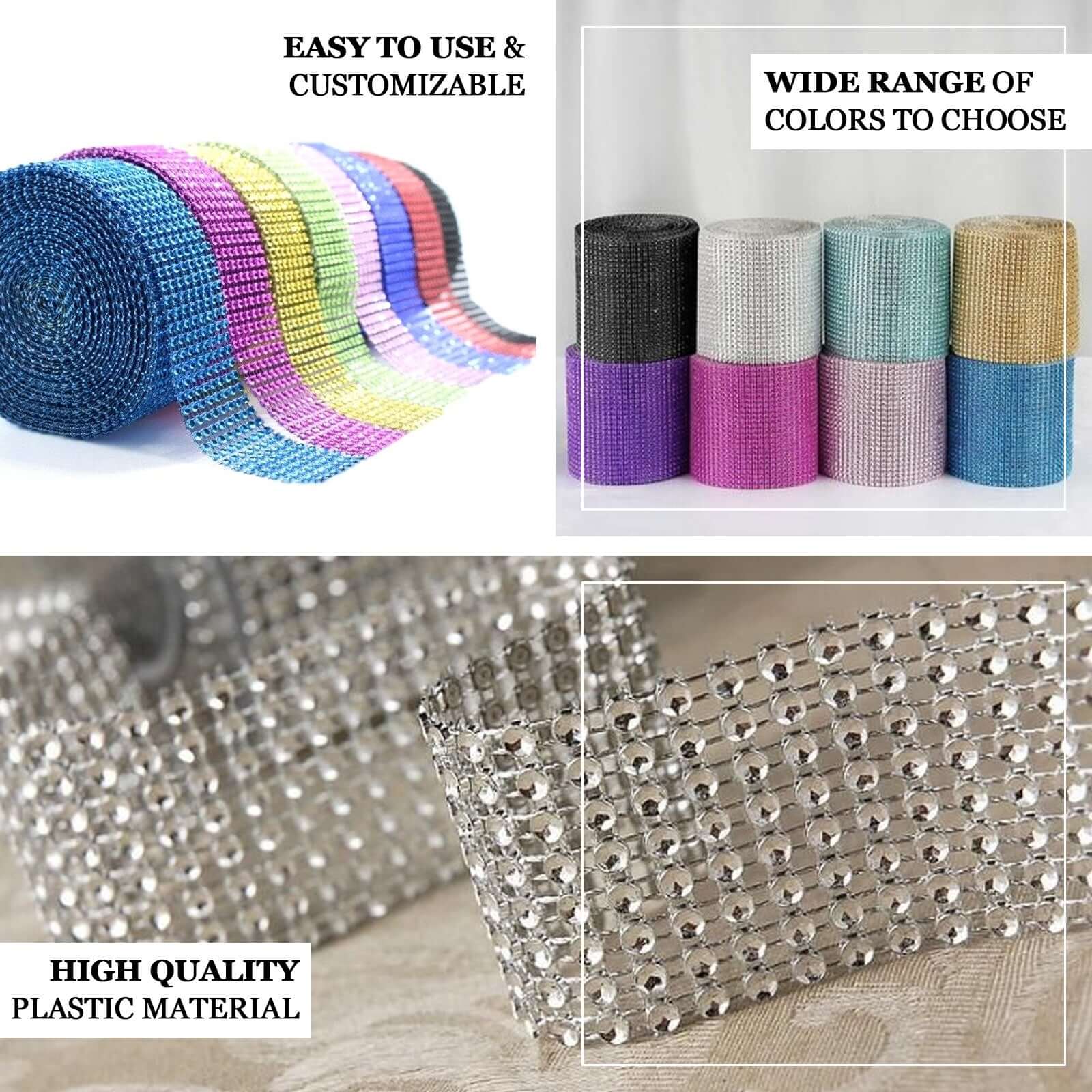Hot Sale! 5x10 Yards Champagne Shiny Diamond Rhinestone Ribbon Roll for DIY Crafts and Decor