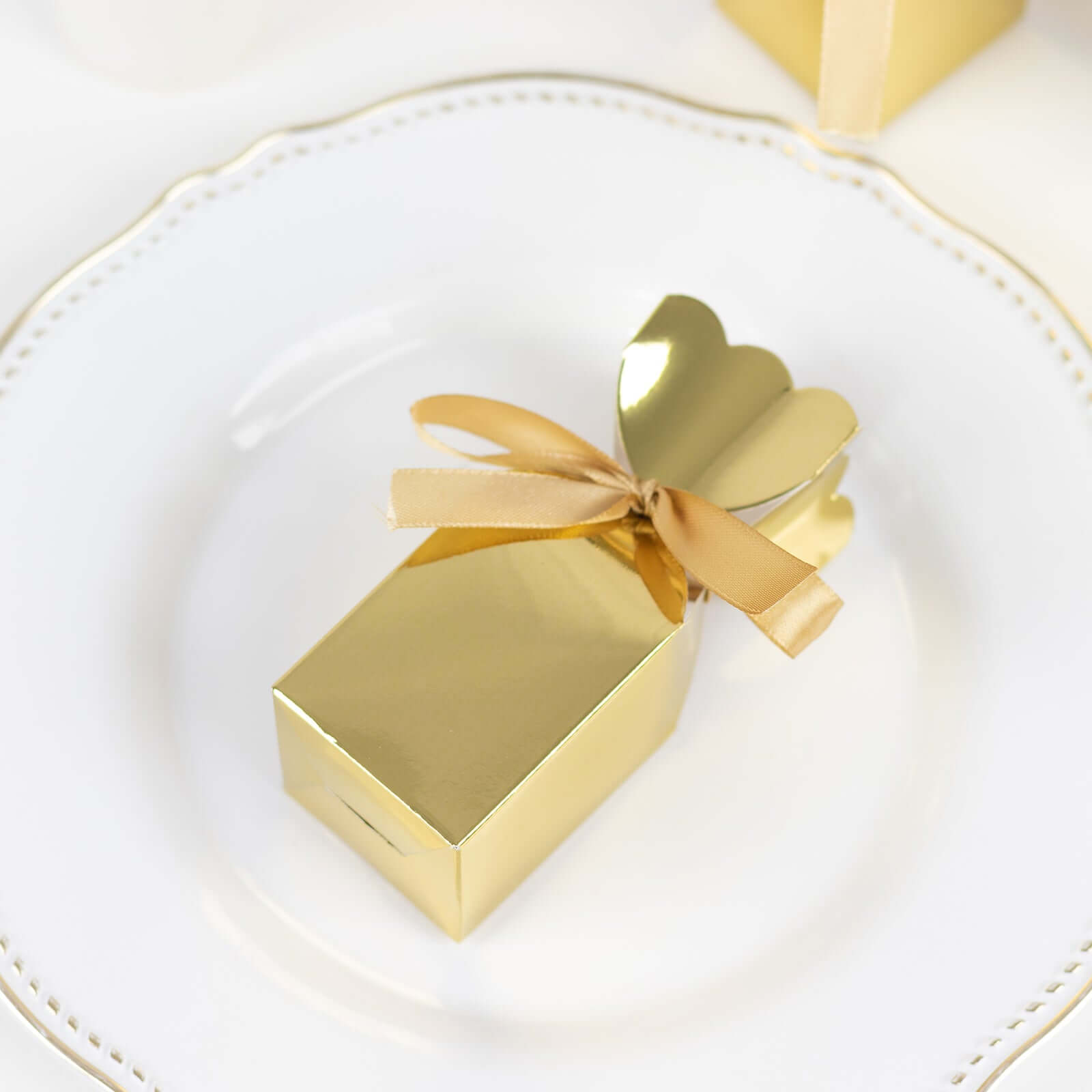 25-Pack Gold Floral Satin Ribbon Candy Gift Boxes - Ideal for Parties