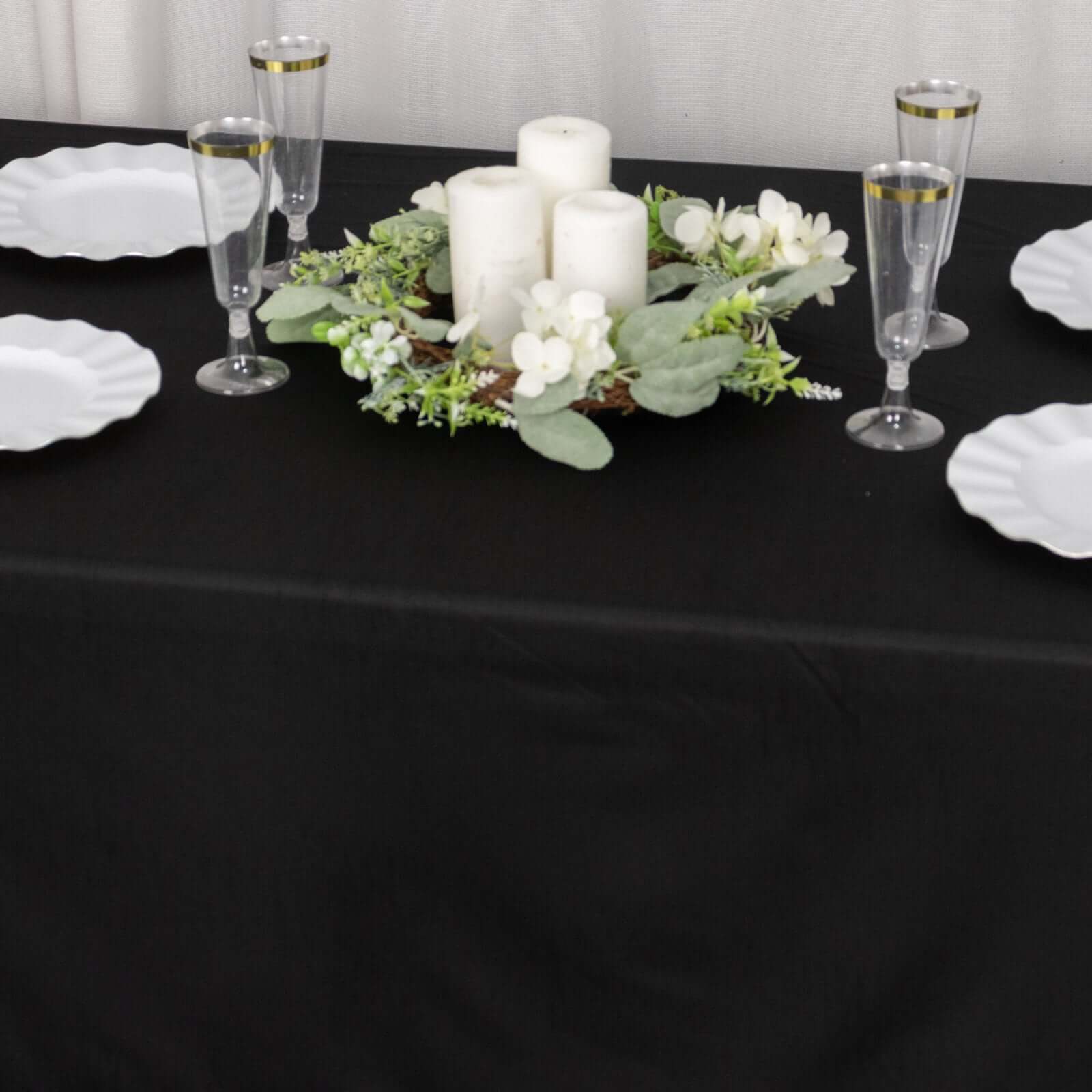 Exclusive Black 60x102 Scuba Polyester Wrinkle-Free & Stain-Resistant Rectangular Tablecloth for Weddings and Banquets