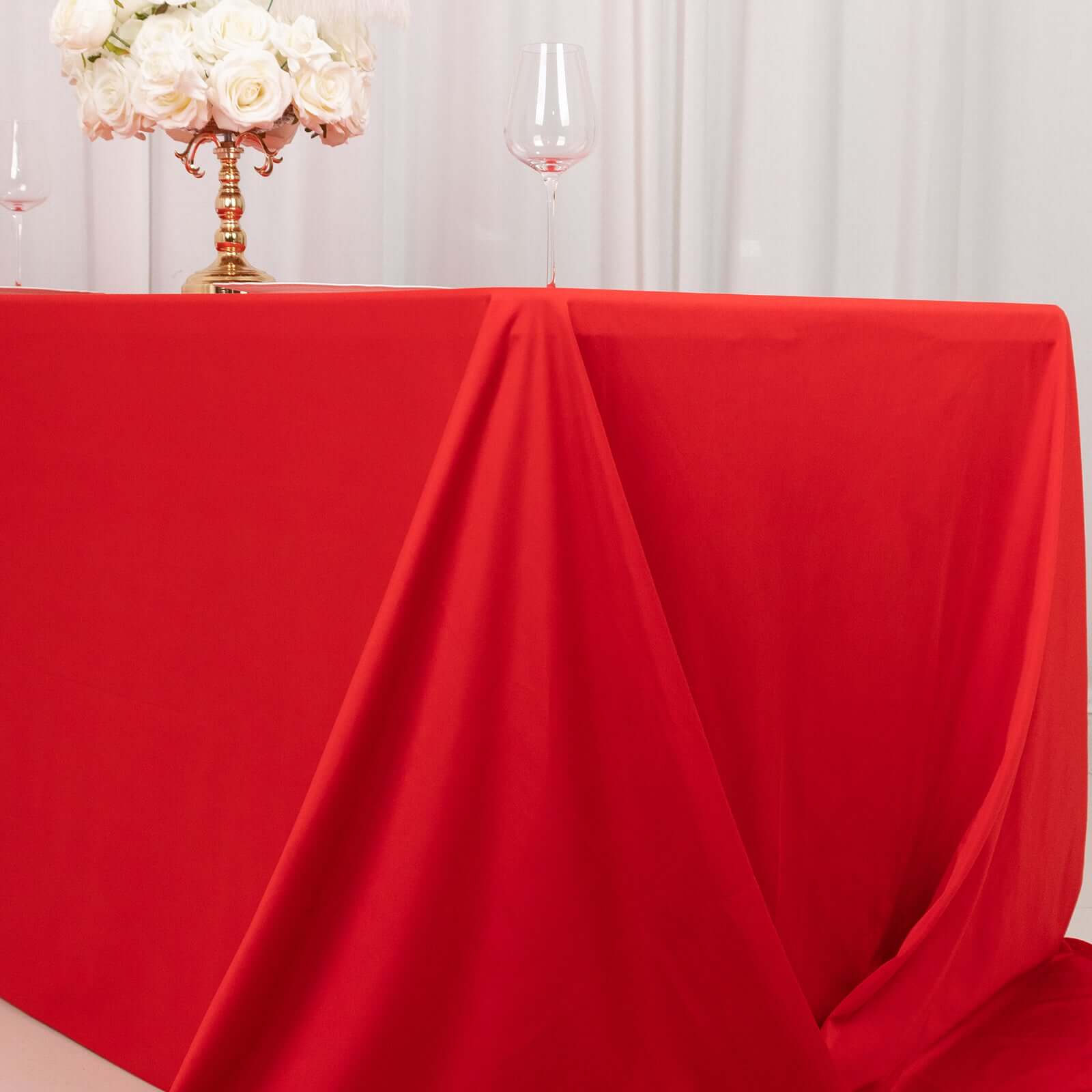 Red Premium Wrinkle-Free, Stain-Resistant Scuba Rectangular 90x156 Tablecloth