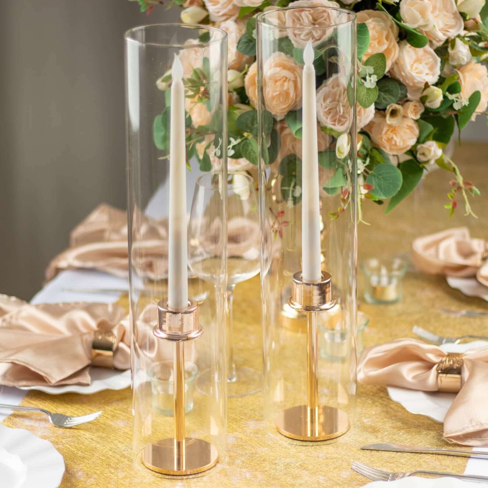 2-Pack 18-Inch Clear Glass Open-End Candelabra Shades for Stylish Table Decor