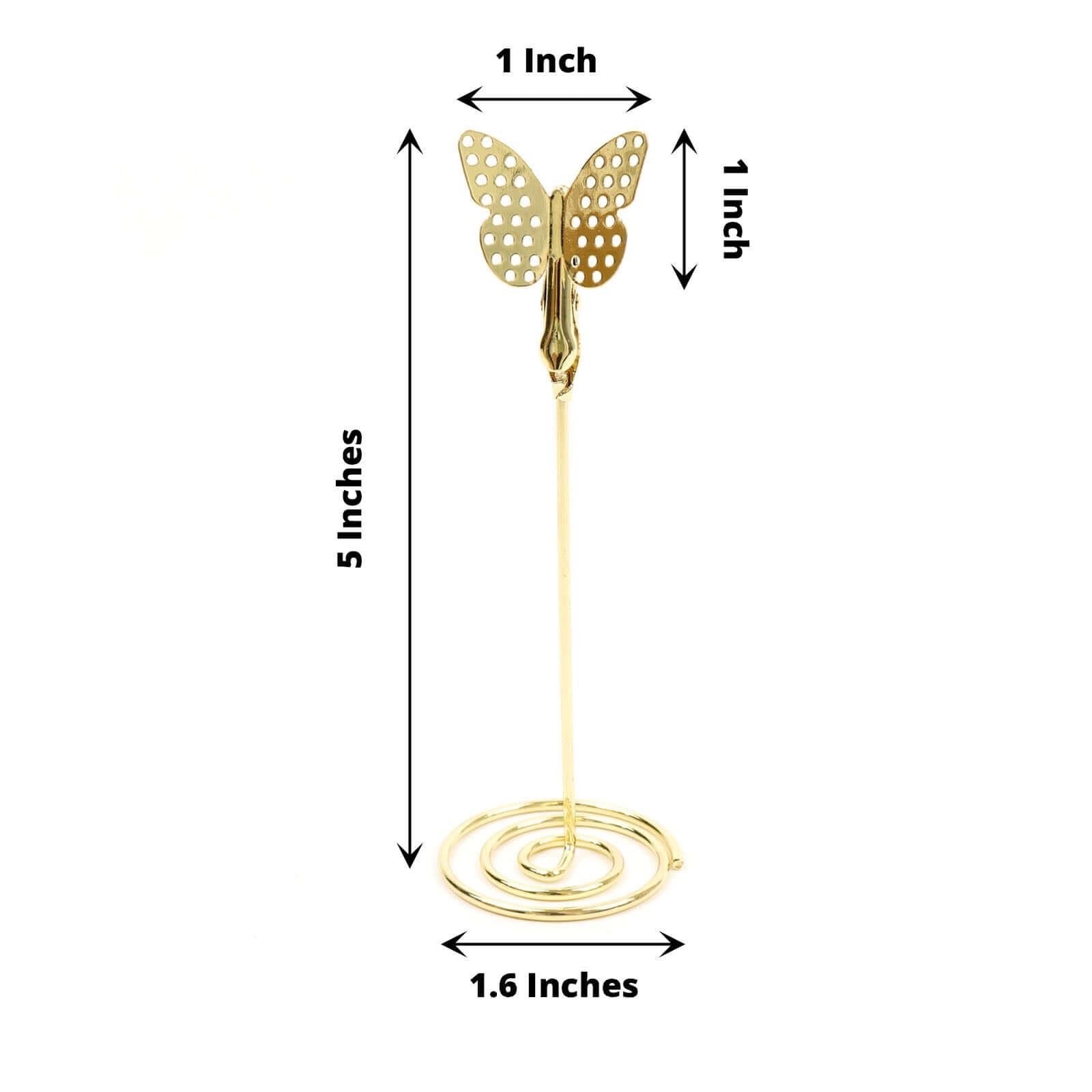5-Pack Gold Metal Place Card Holders - Modern Table Stands with Butterfly Clips