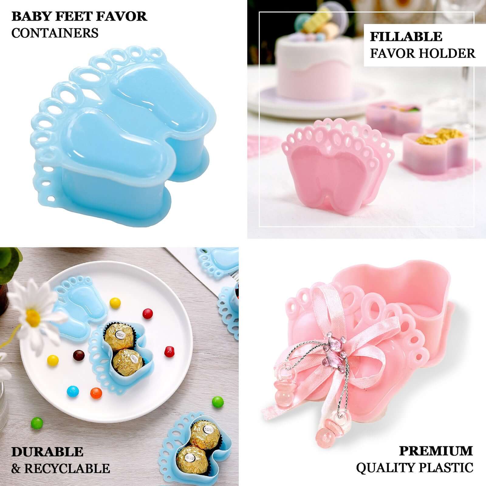 12-Pack Clear/Pink Fillable Baby Feet Style Mini Candy Containers - Ideal for Baby Shower Favors