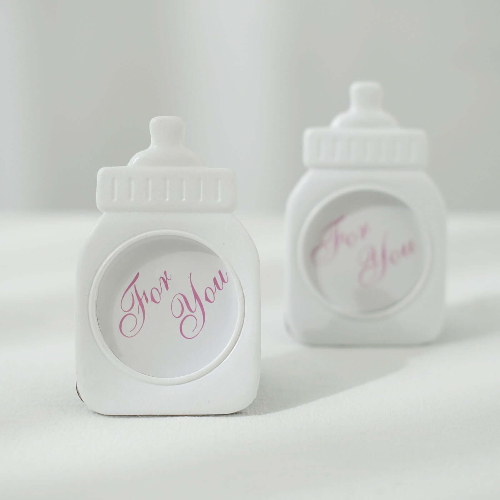 4-Pack White Resin Baby Bottle Photo Frames - Ideal Party Favors for Baby Showers & Gender Reveals