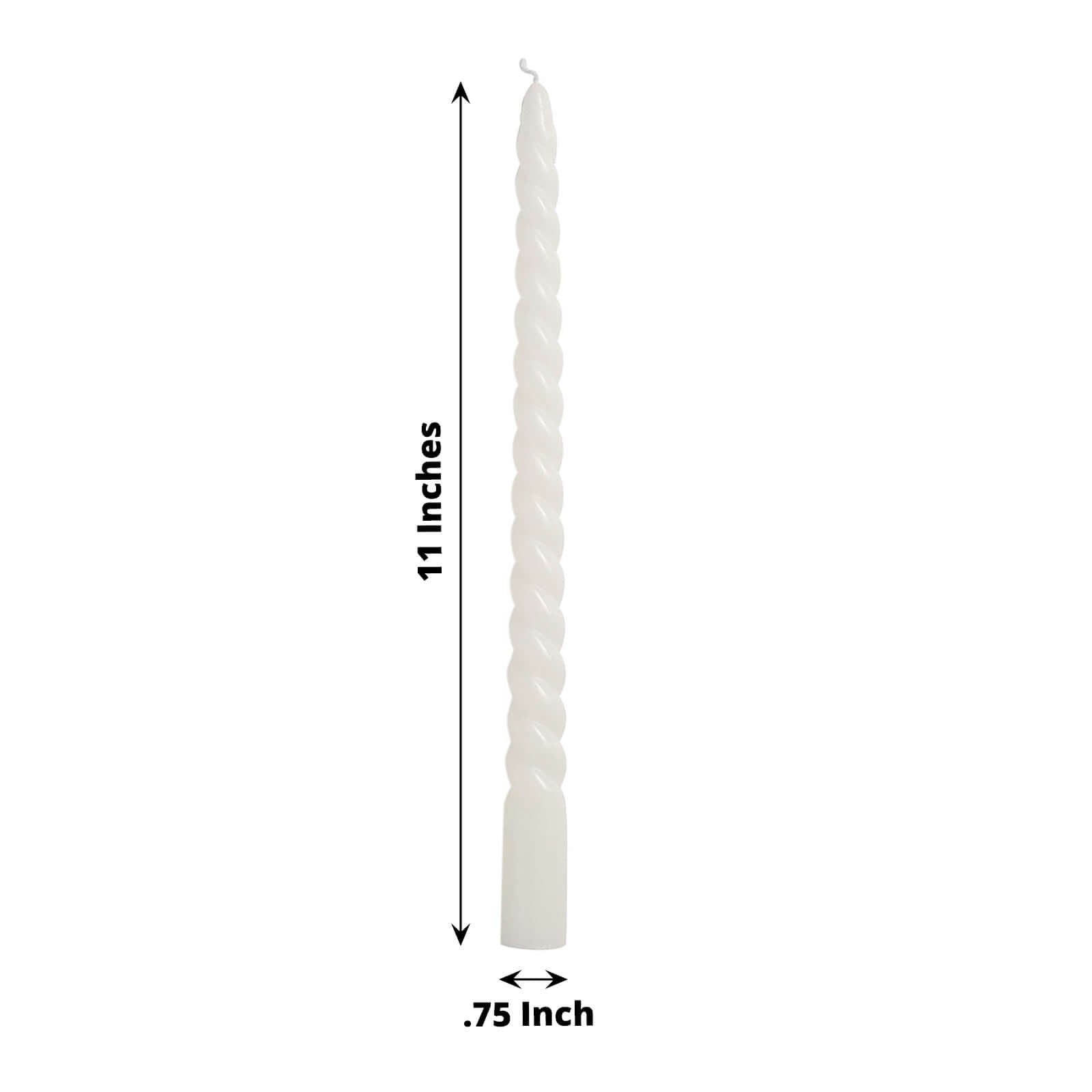 Premium 12-Pack Unscented White Spiral Taper Candles with Long Burn Wick, 11 Inches