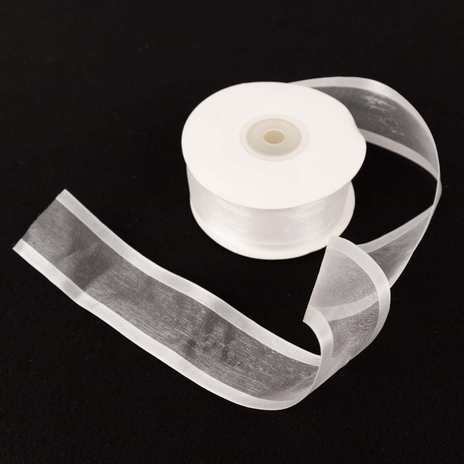 25-Yard 1.5 White Organza Ribbon with Satin Edges - Premium for Decor