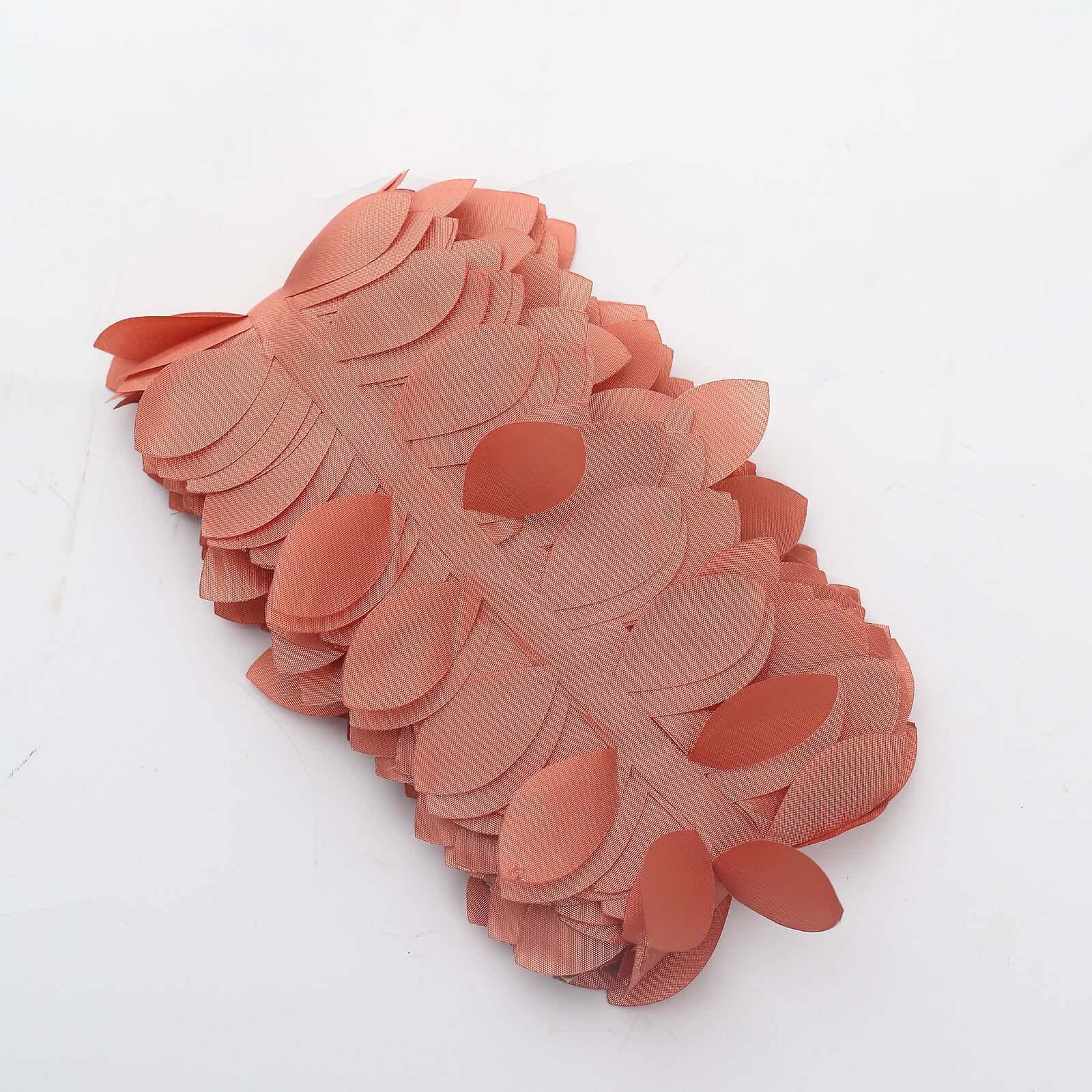 50ft Sophisticated Taffeta Ribbon Sash with 4 - Leaf Petal Design in Terracotta (Rust) - Ideal for Decor