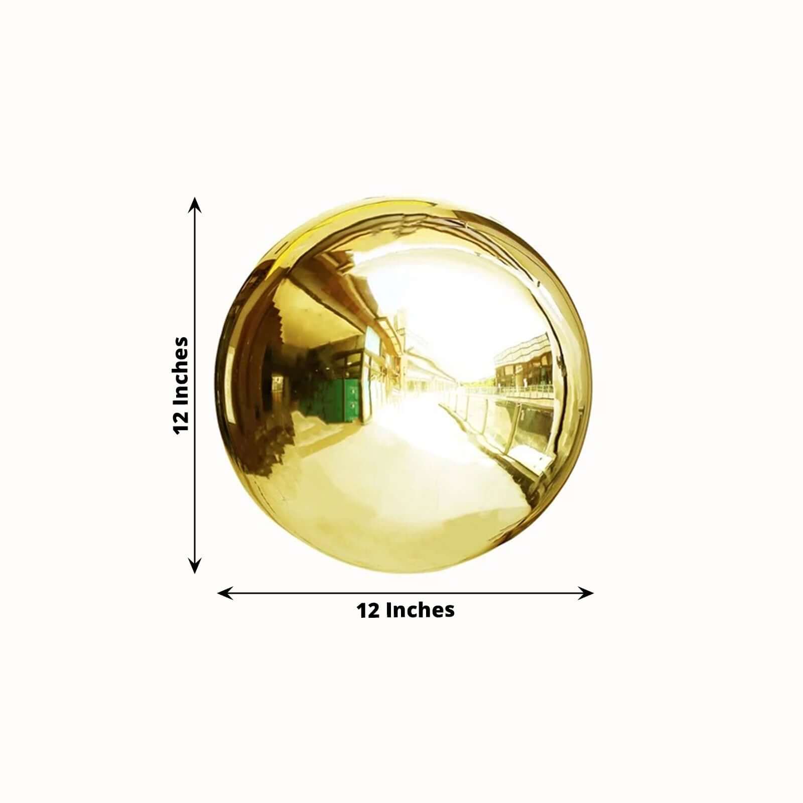 2-Pack Gold Reflective Hollow Stainless Steel Gazing Globe Mirror Balls for Outdoor Garden Decor