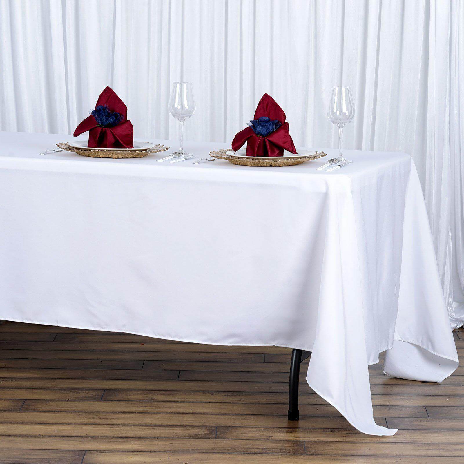 Exclusive 220GSM Stain-Resistant White Polyester 72x120 Rectangle Tablecloth for Weddings & Events