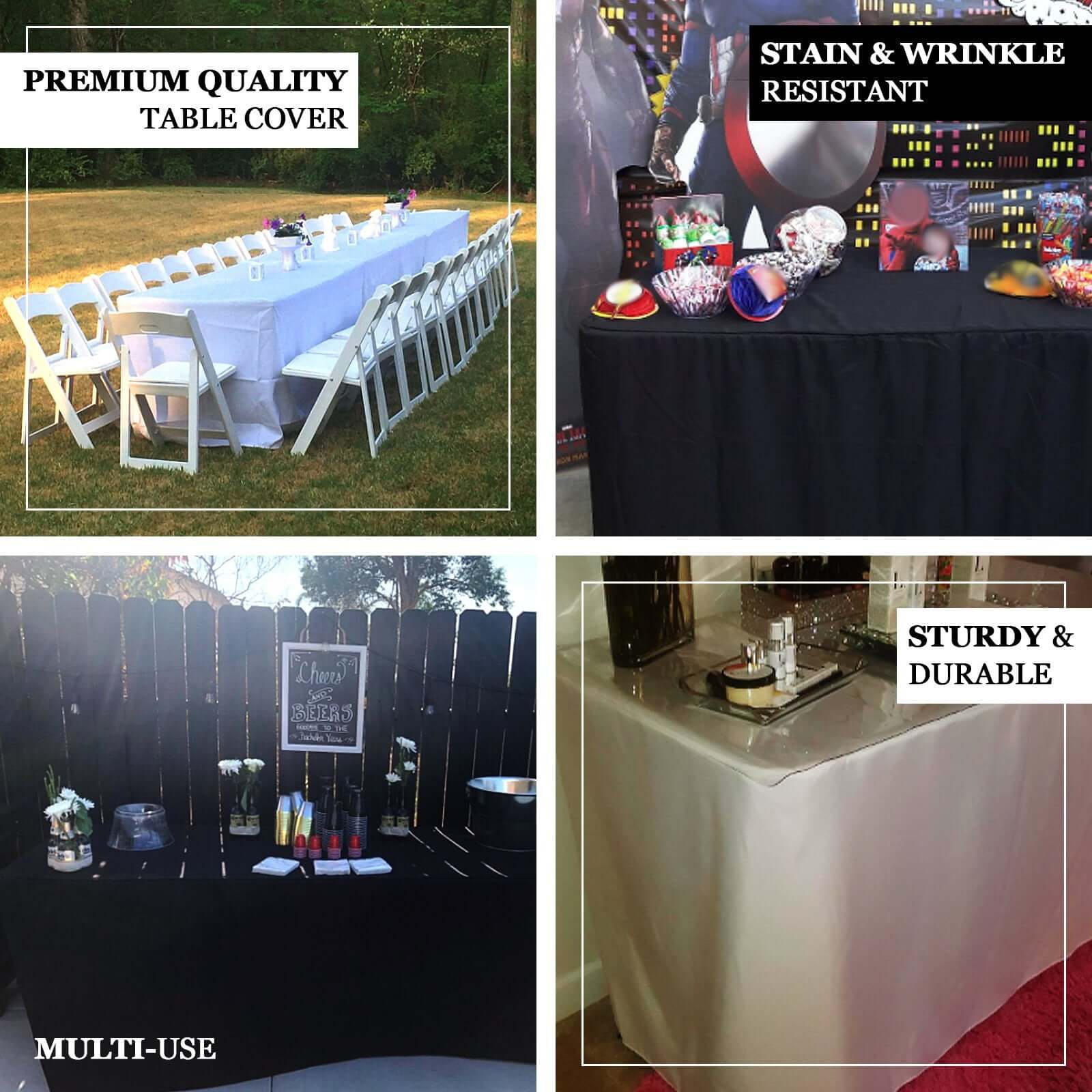 Gold Fitted Polyester 72x30 Rectangle Tablecloth - Durable for Events