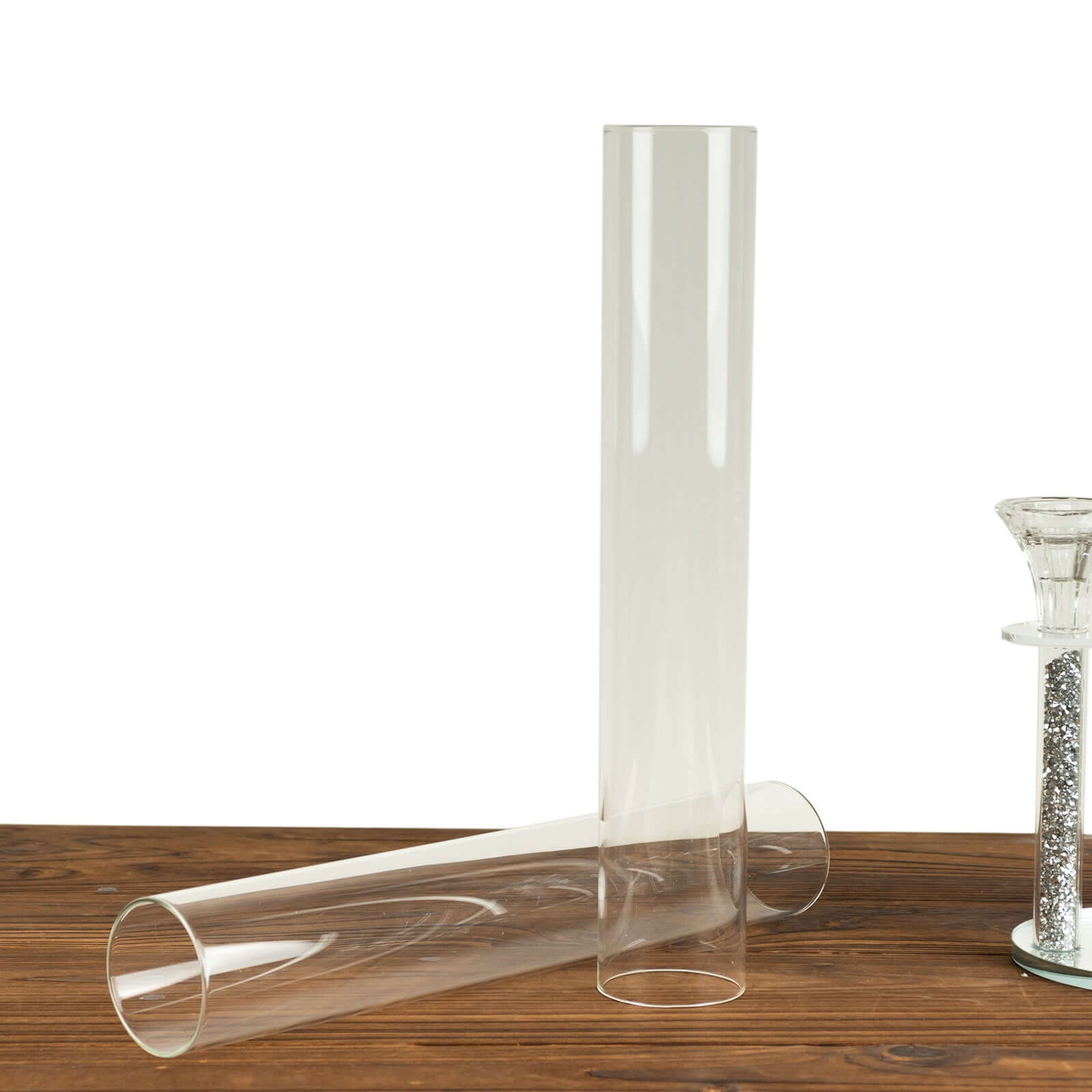 Hot Deal! 2-Pack Clear Glass Cylinder Hurricane Candle Shades, 2.25 Diameter, 14 Height