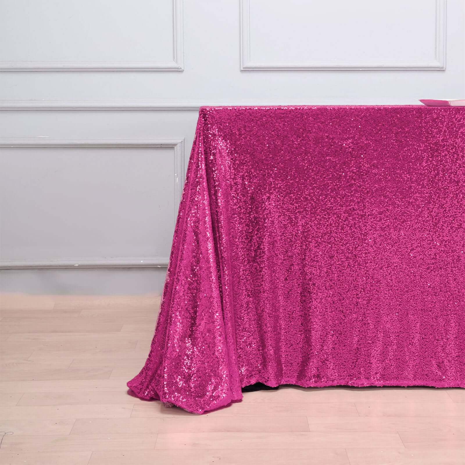 Hot Deal! Fuchsia Sequin Rectangle Tablecloth (90x156) for Stunning Event Decor
