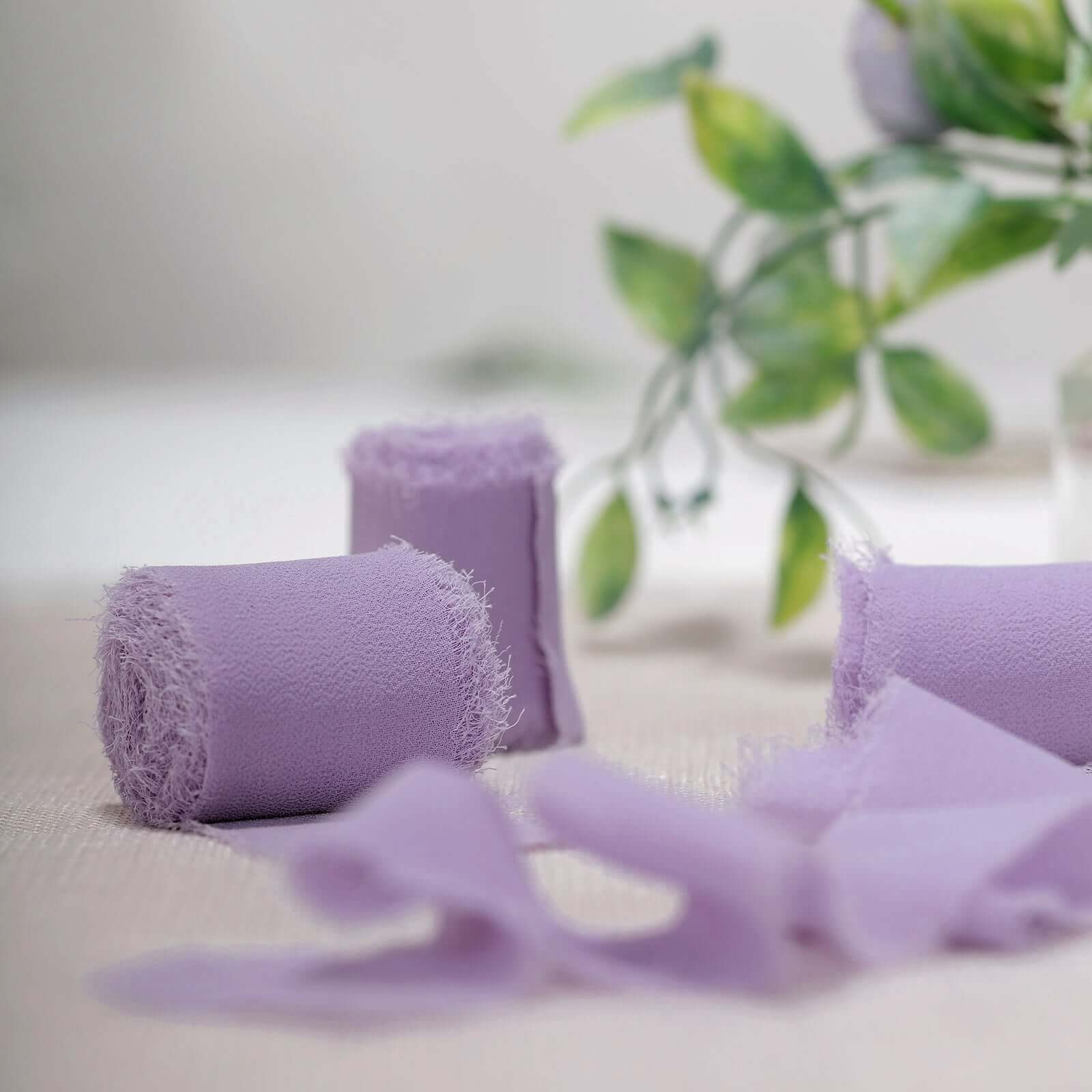 2-Pack 6yd Violet Amethyst Silk-Like Chiffon Linen Ribbon Rolls - Ideal for Weddings & Gifts