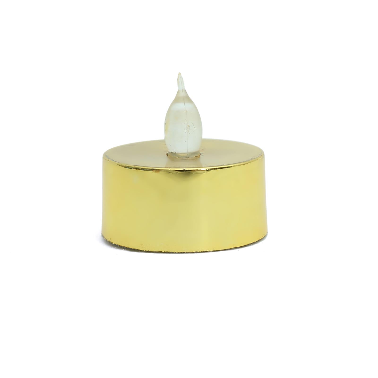 Amazing 12-Pack Reusable Flameless LED Tealight Candles with Metallic Gold Design, Battery Operated