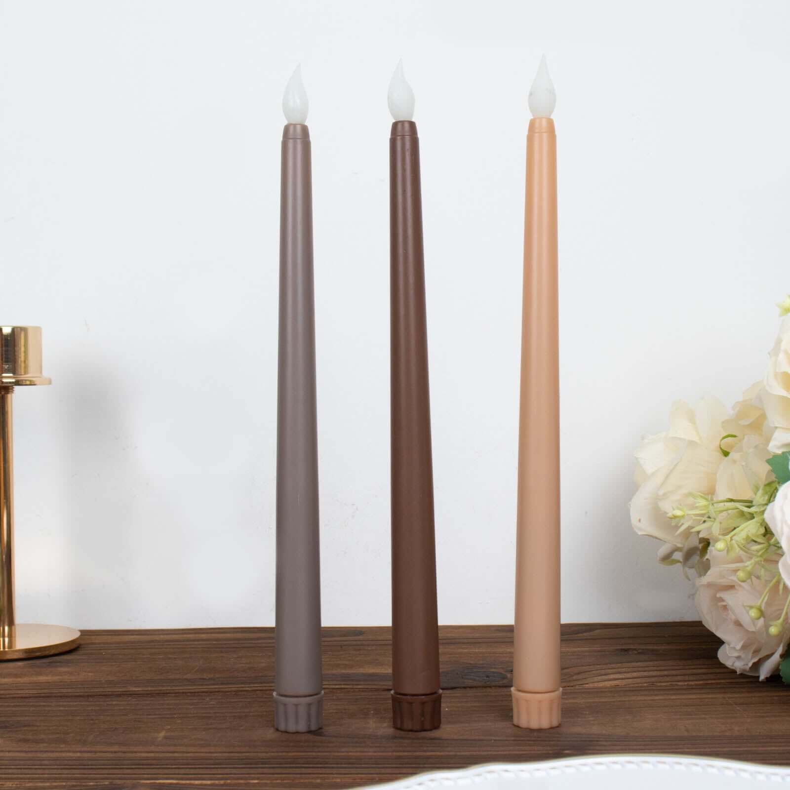Hot Deal! 3-Pack Flameless LED Taper Candles with Warm Flickering Light, 11 Inches