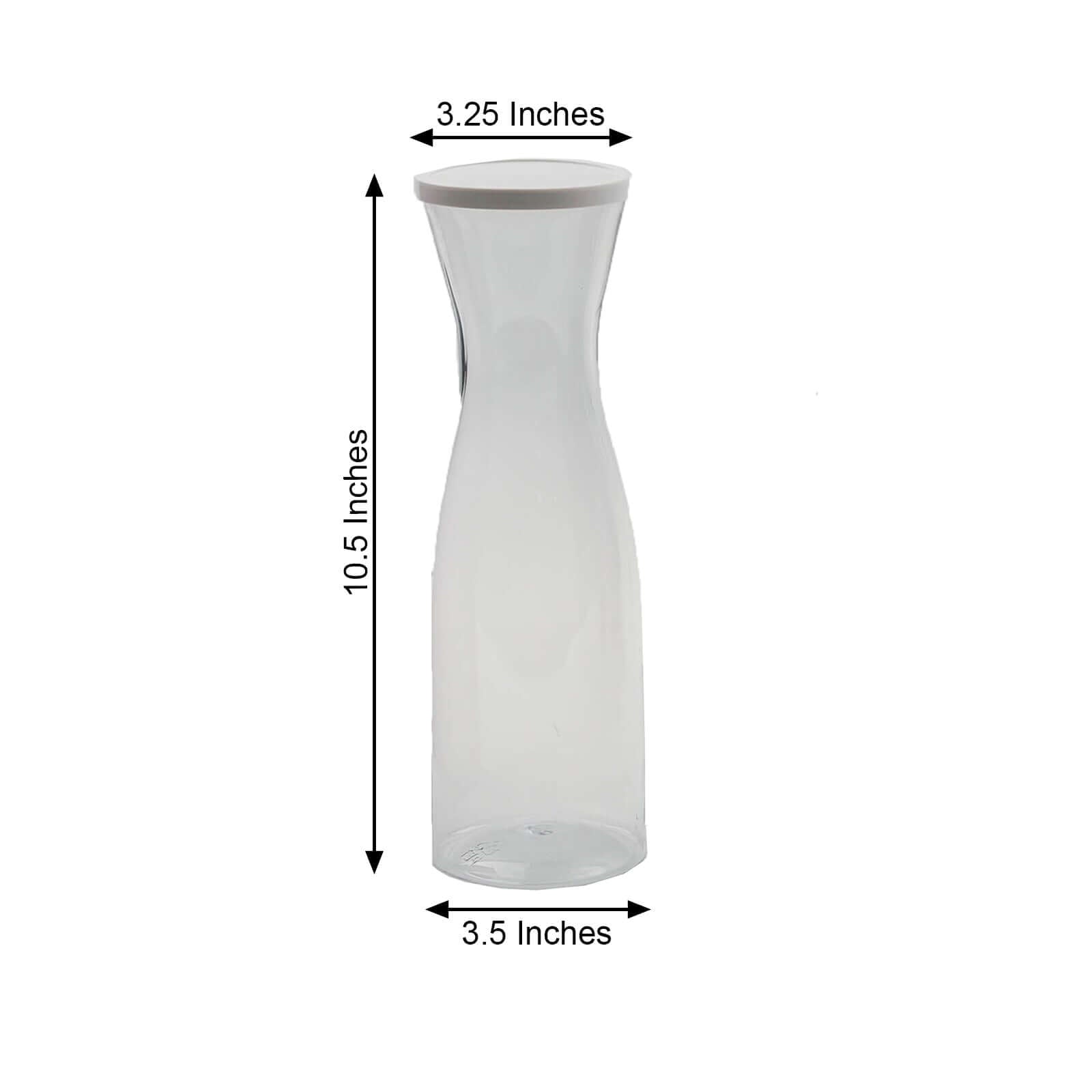 3-Pack Clear Plastic Water Carafes with White Lids - Durable 34oz Disposables for Outdoor Events