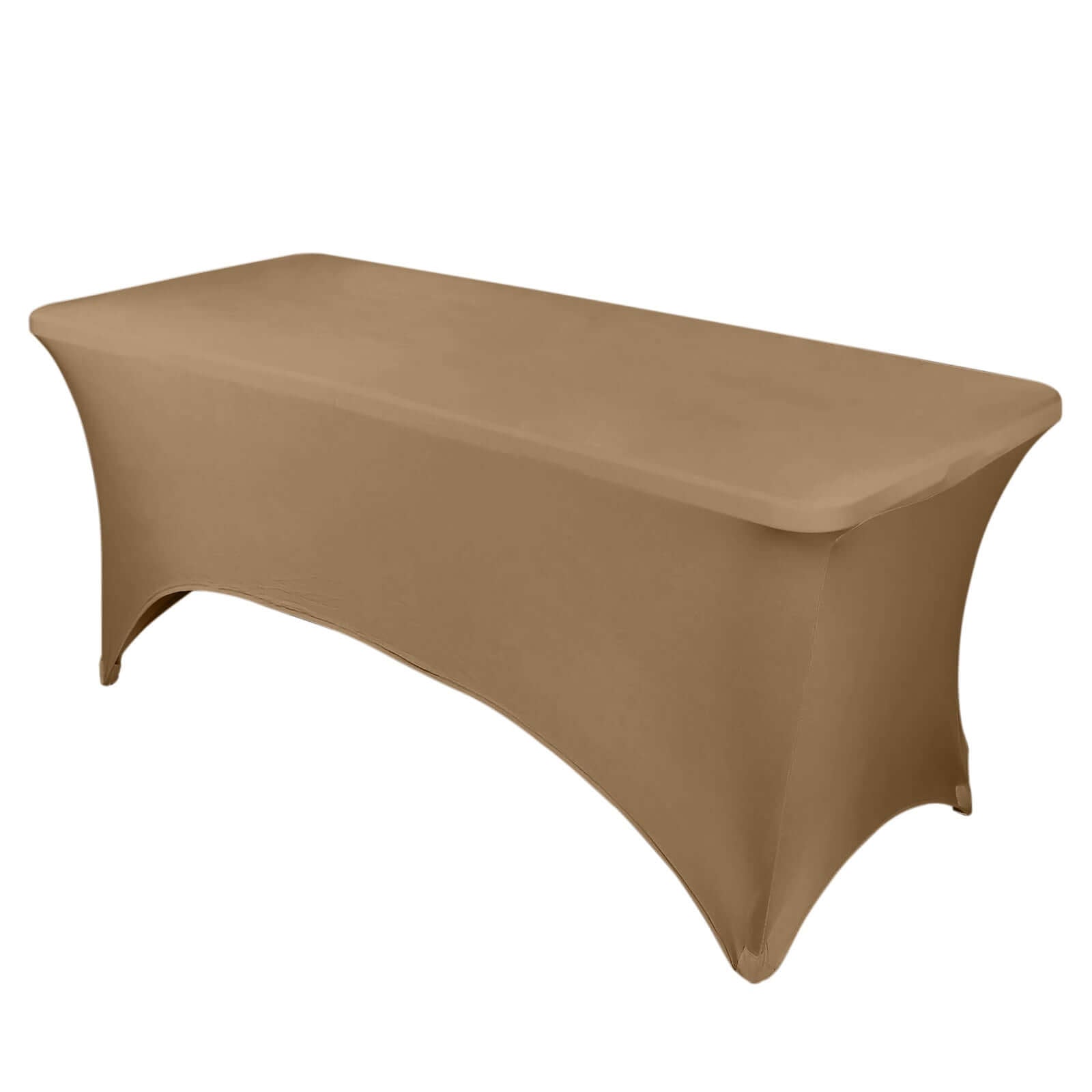 Durable Taupe Stretch Spandex Table Cover for 8ft Rectangles - Ideal Choice