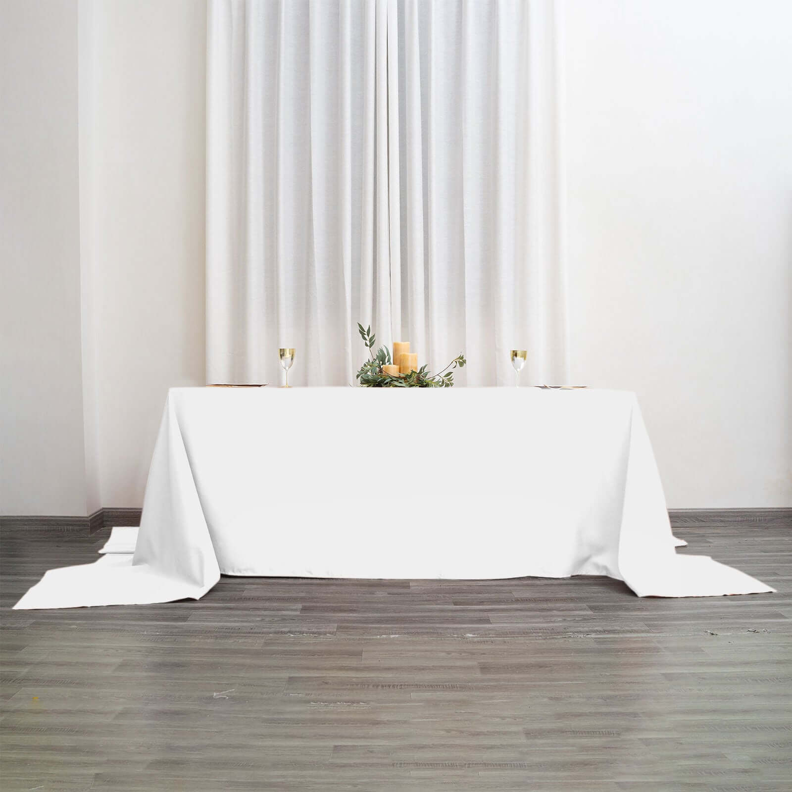 Seamless Wrinkle-Resistant White Polyester Tablecloth (90x156) for Elegant Gatherings - Great Deal!