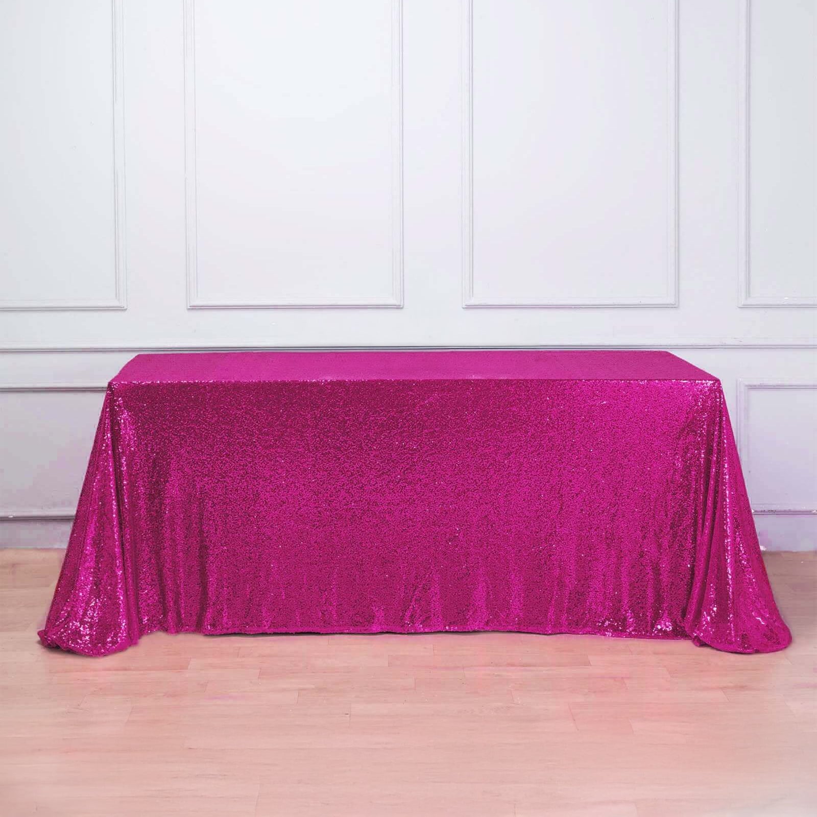 Hot Deal! Fuchsia Sequin Rectangle Tablecloth (90x156) for Stunning Event Decor