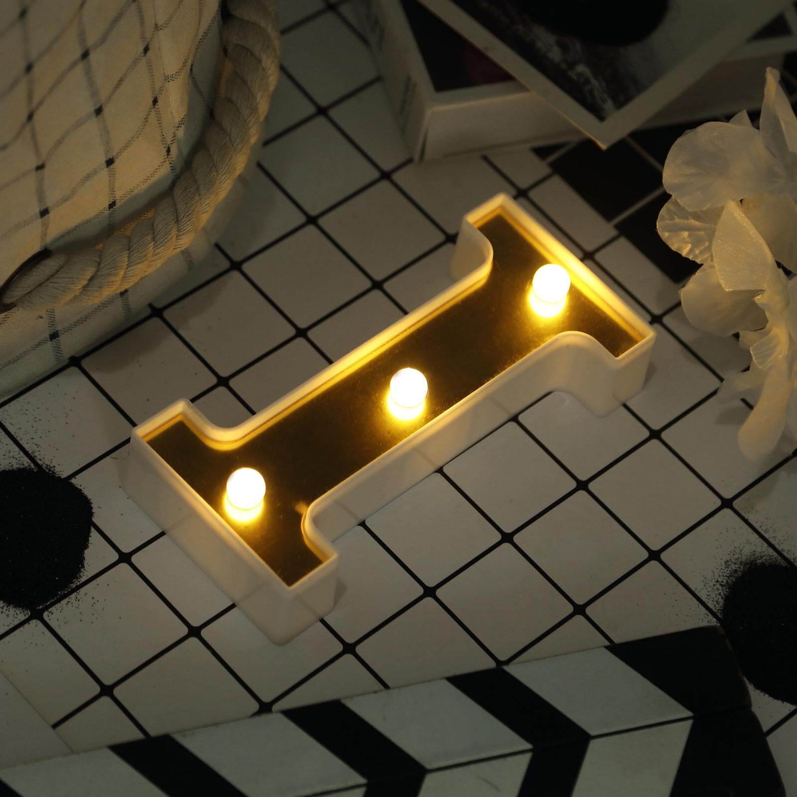 Chic 3D Gold Marquee Letter I with 3 Warm White LED Lights for Event Decor 6'