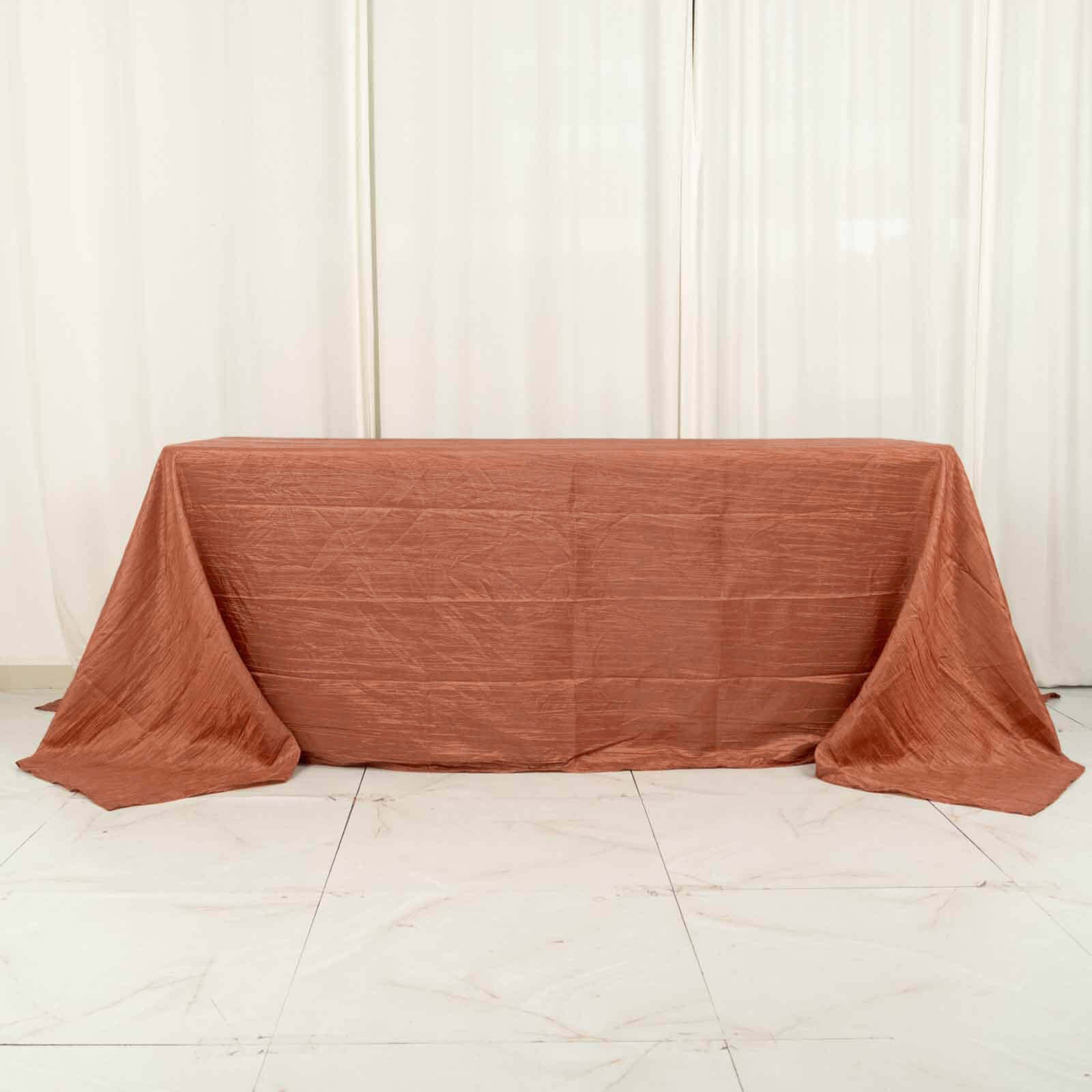 Seamless Accordion Crinkle Taffeta Tablecloth - Terracotta (Rust), 90x132