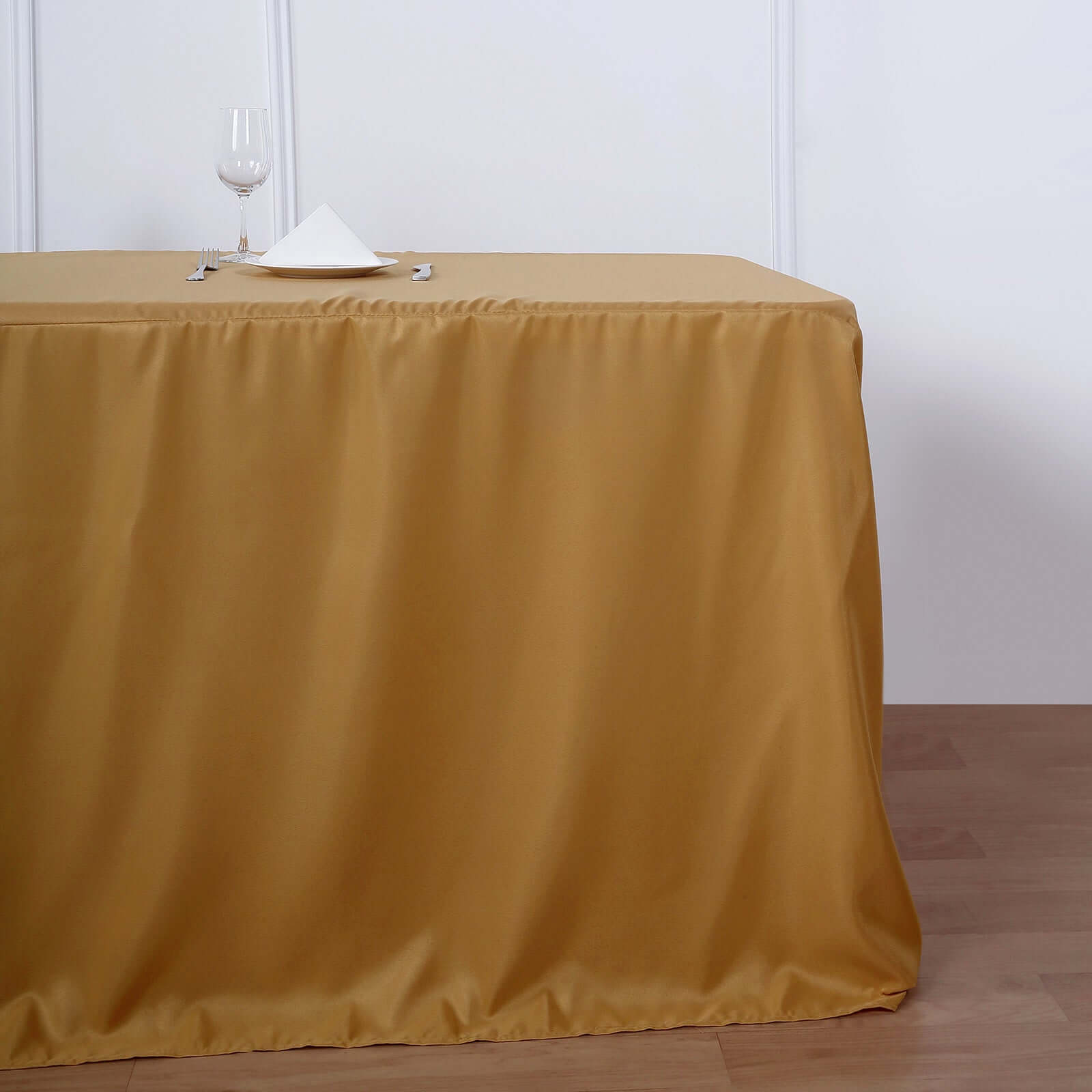 Gold Fitted Polyester 72x30 Rectangle Tablecloth - Durable for Events