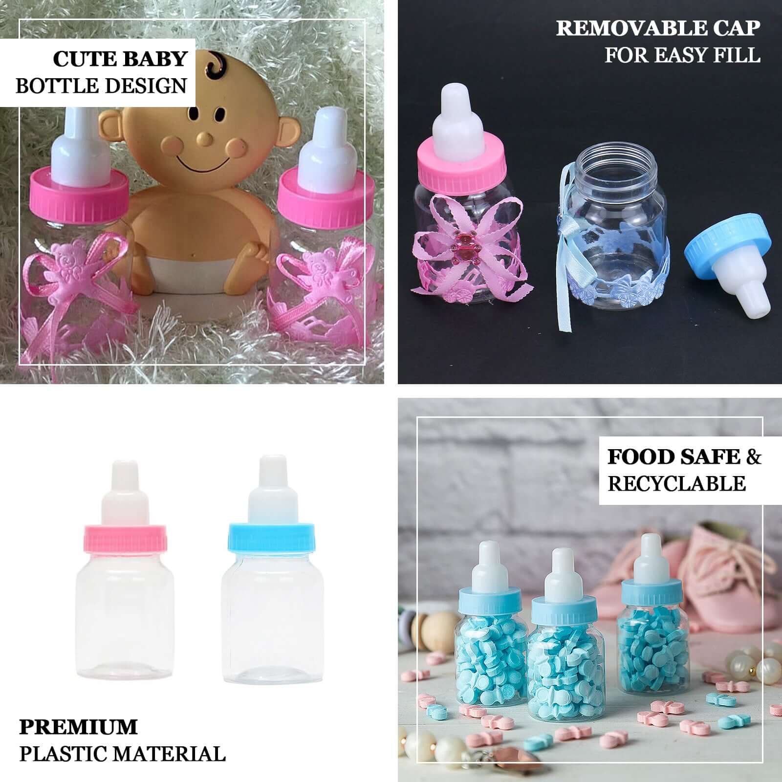 12-Pack Clear/Pink Fillable Mini Baby Bottle Candy Containers - Ideal Favors for Baby Showers