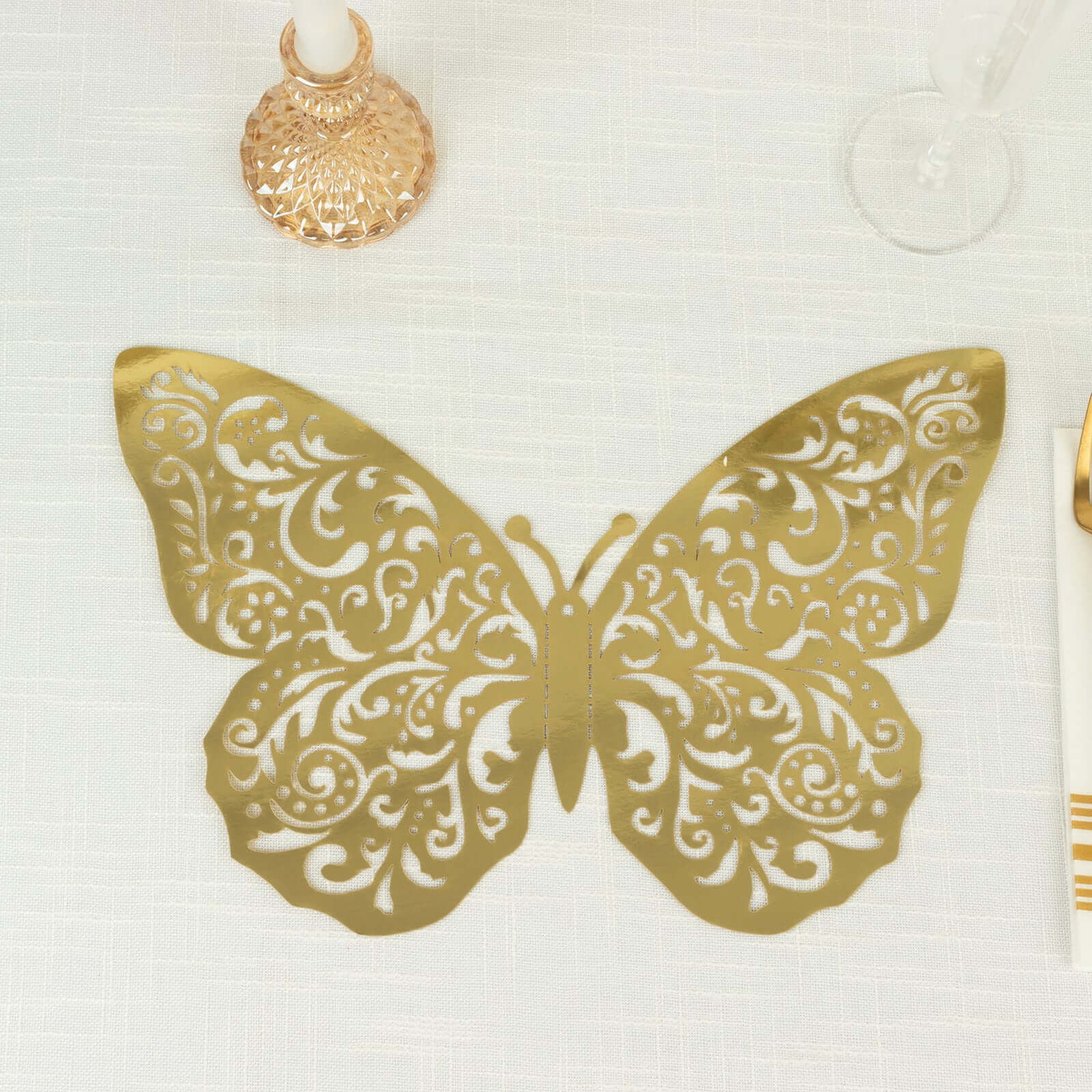 10-Pack Large Metallic Gold Foil 3D Butterfly Wall Stickers for Decor