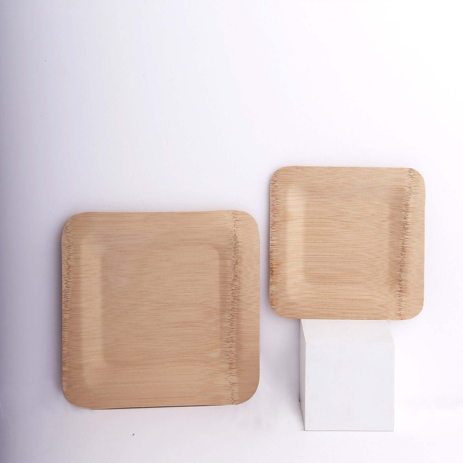 10-Pack Natural Bamboo 9 Square Dinner Plates - Eco-Friendly Disposable for Events