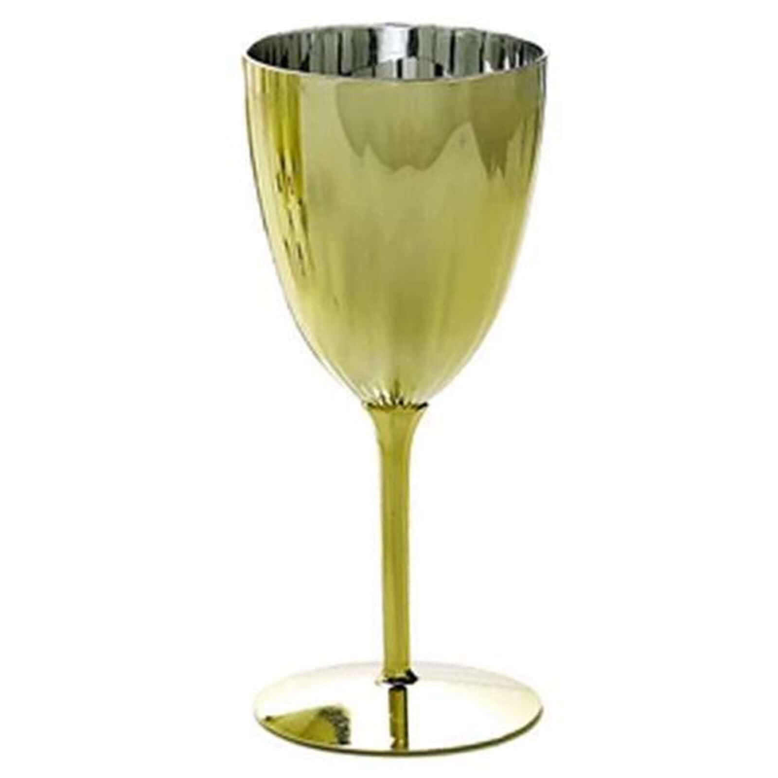 8oz Disposable Metallic Gold Plastic Wine Glasses - Set of 6 for Parties & Special Events