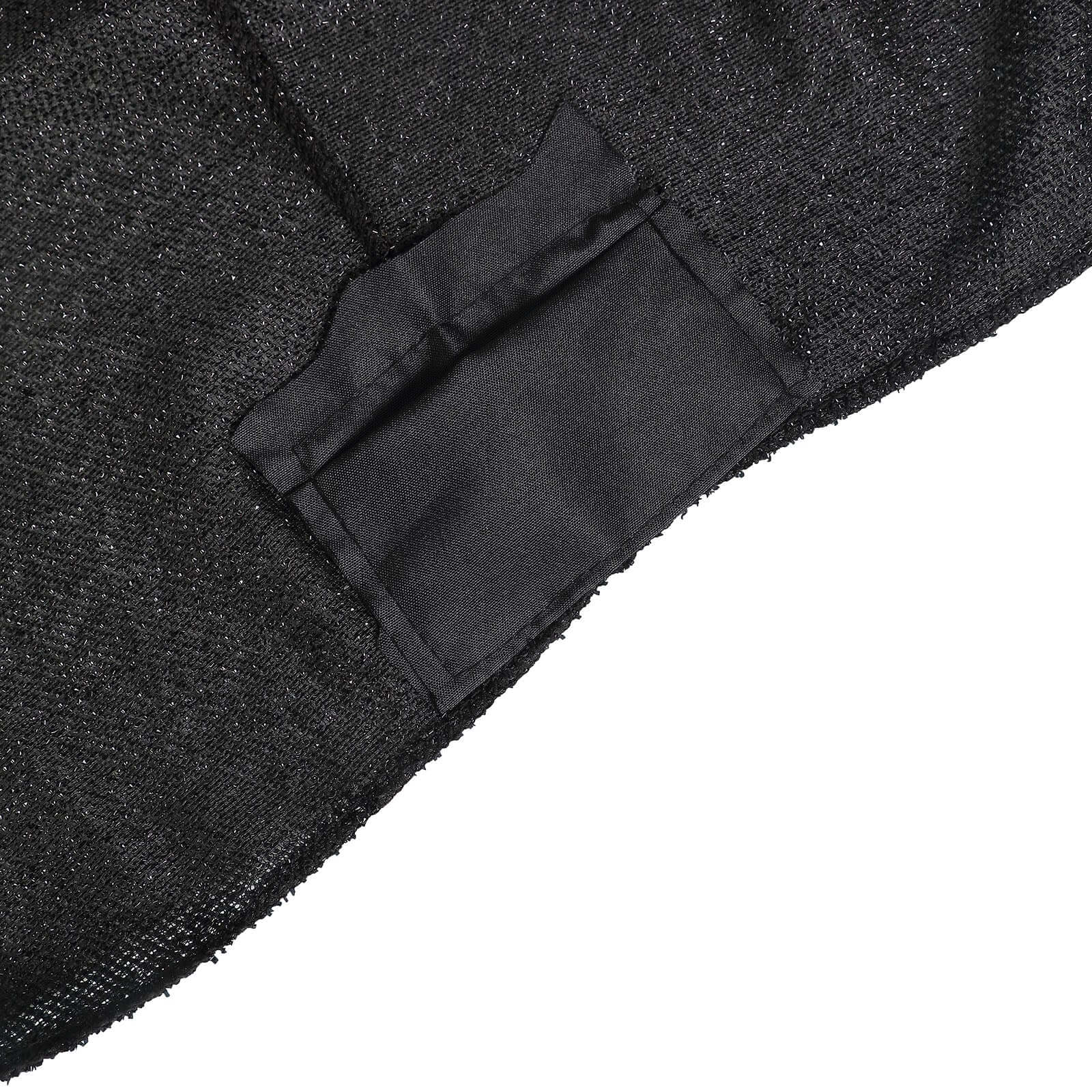 Hot! Metallic Black Shimmer Tinsel Spandex Stretch Tablecloth 72x30