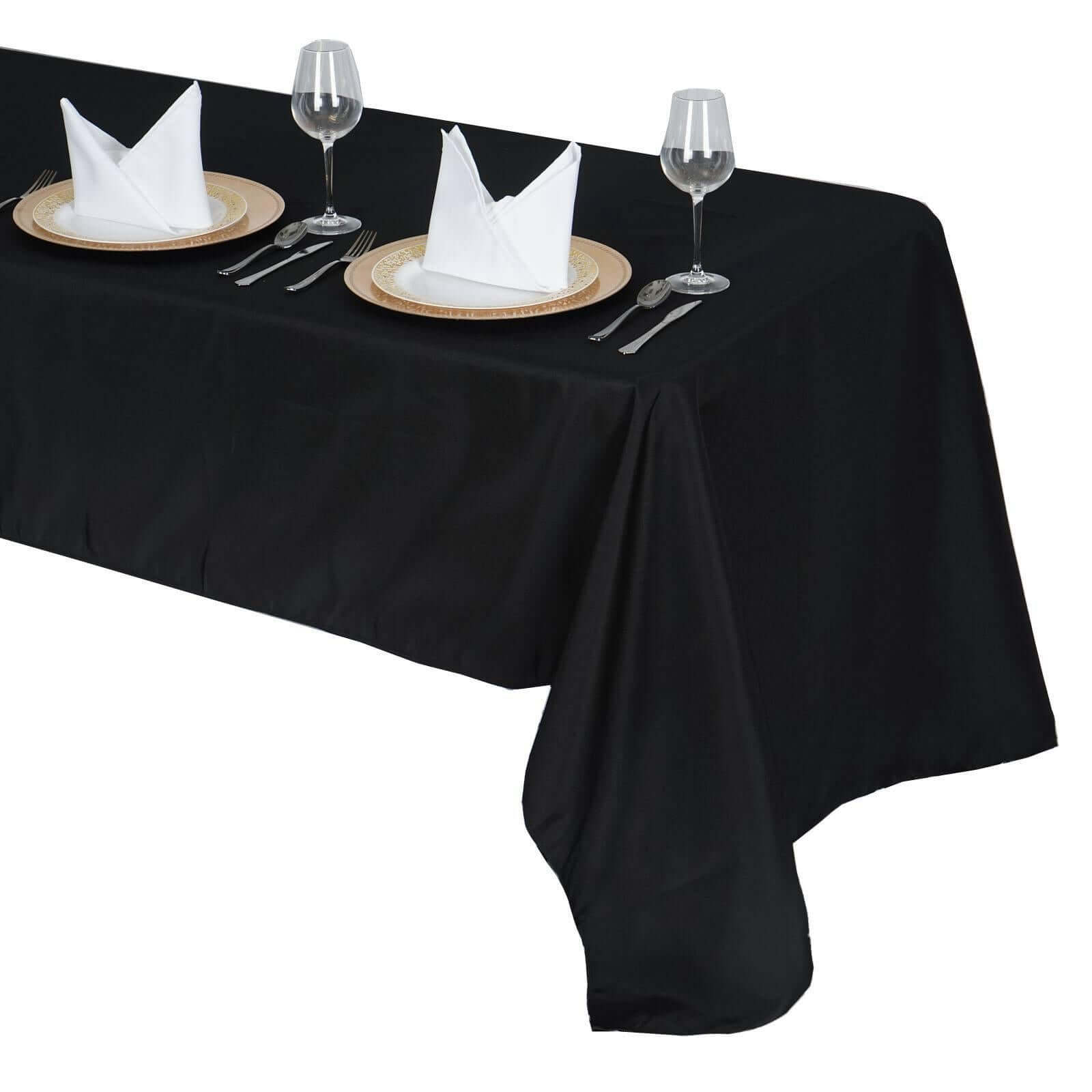 Black Stain-Resistant 220GSM Premium Polyester 60x126 Rectangle Tablecloth for Special Events