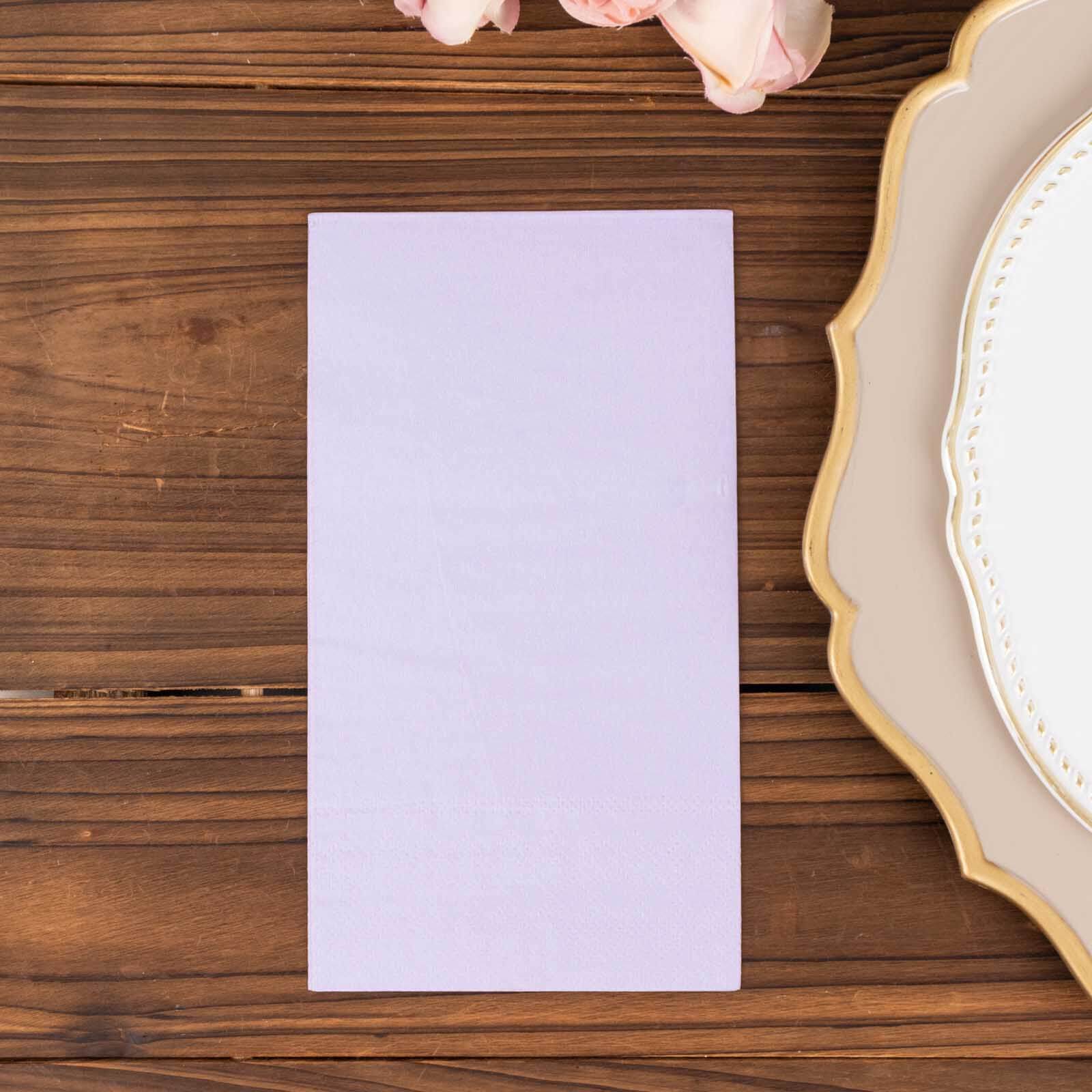 Soft 50-Pack 2-Ply Disposable Lavender Lilac Paper Cocktail and Beverage Napkins for Weddings