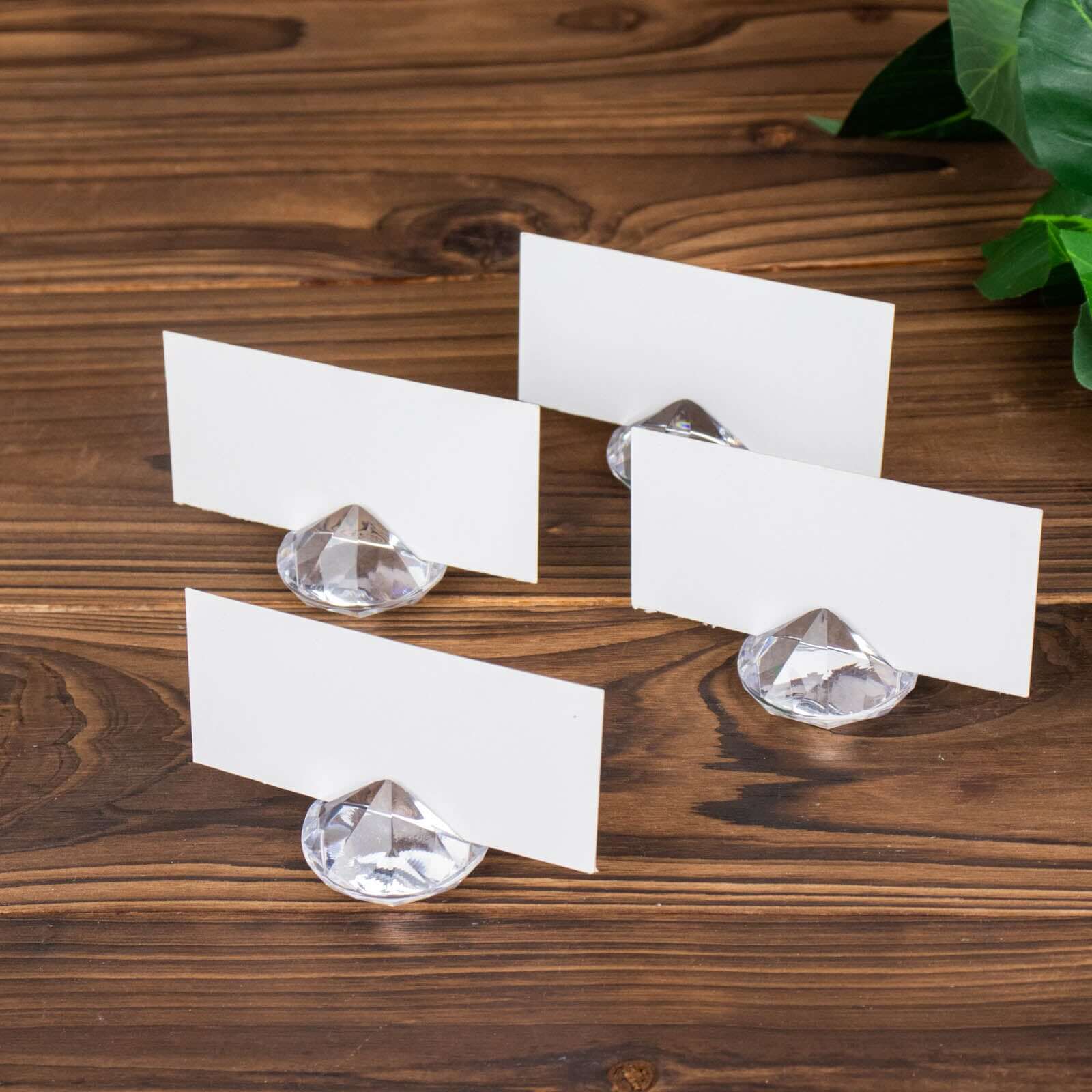 10-Pack Clear Plastic Diamond Shaped Card Holder Stands for Wedding Table Decor