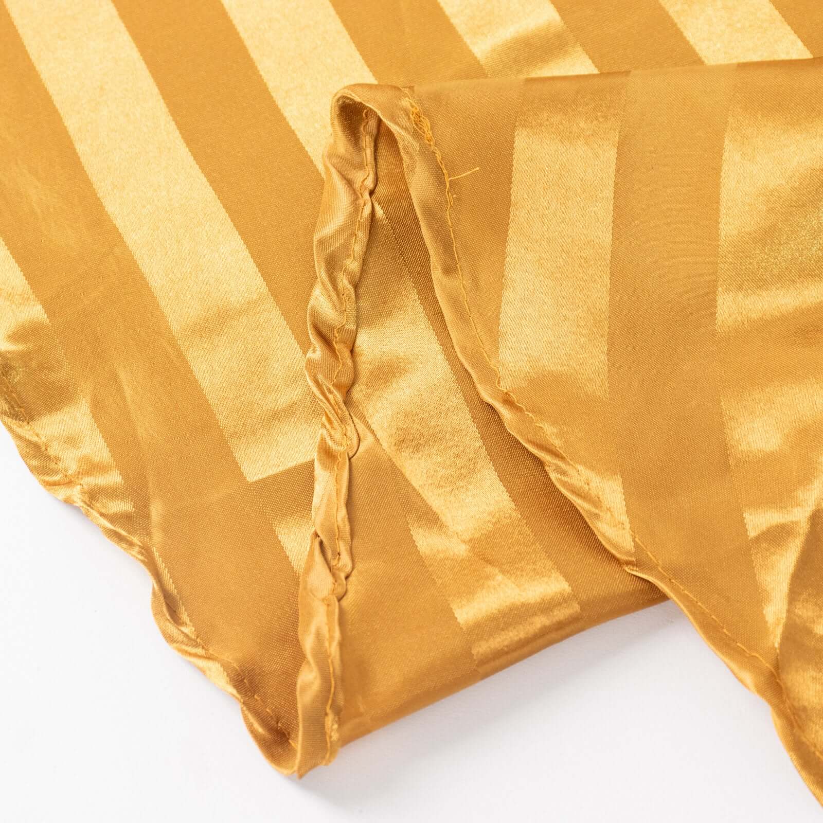 Exclusive Gold Satin Striped 90x132 Rectangular Seamless Tablecloth