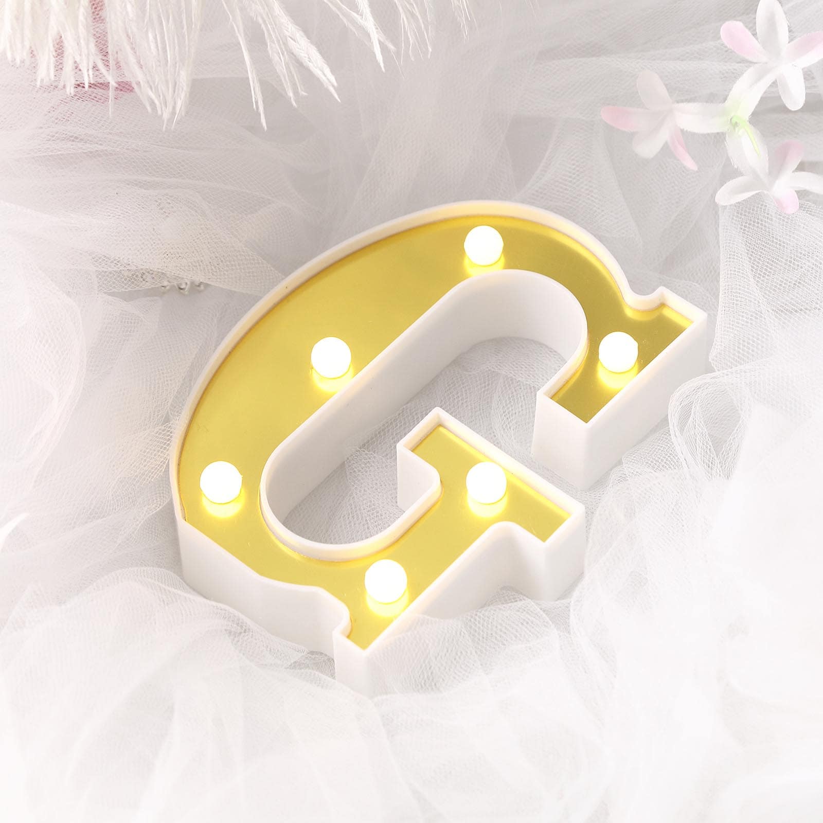 Gorgeous 3D Gold Marquee Letter G with 6 Warm White LED Lights - Ideal Event Decor