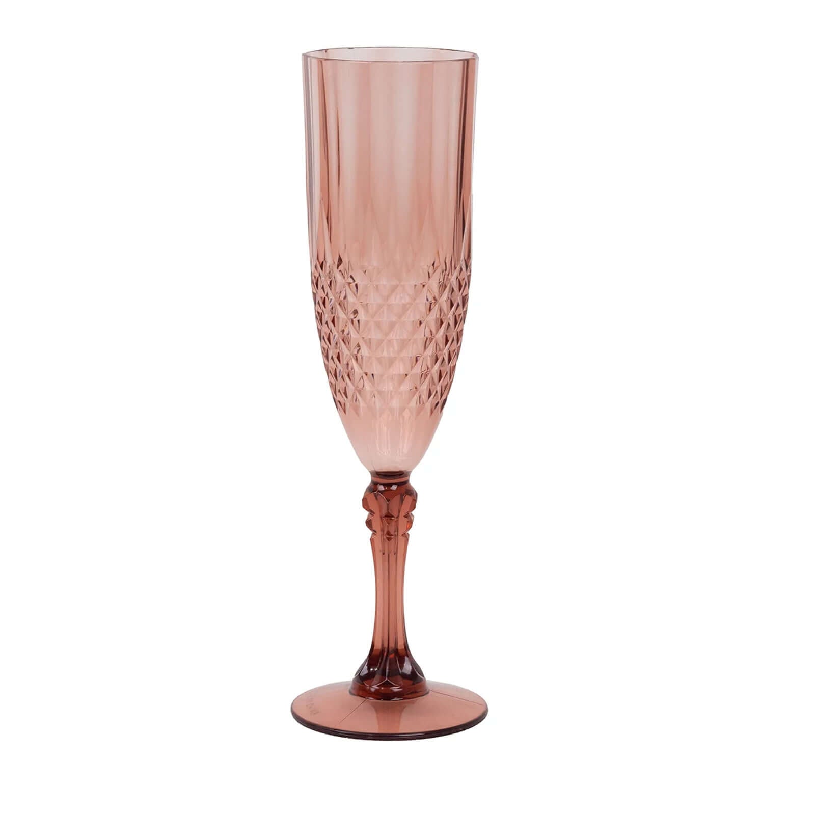 Hot Deal! 6-Pack Reusable 8oz Dusty Rose Plastic Champagne Toast Flutes with Crystal Cut Style