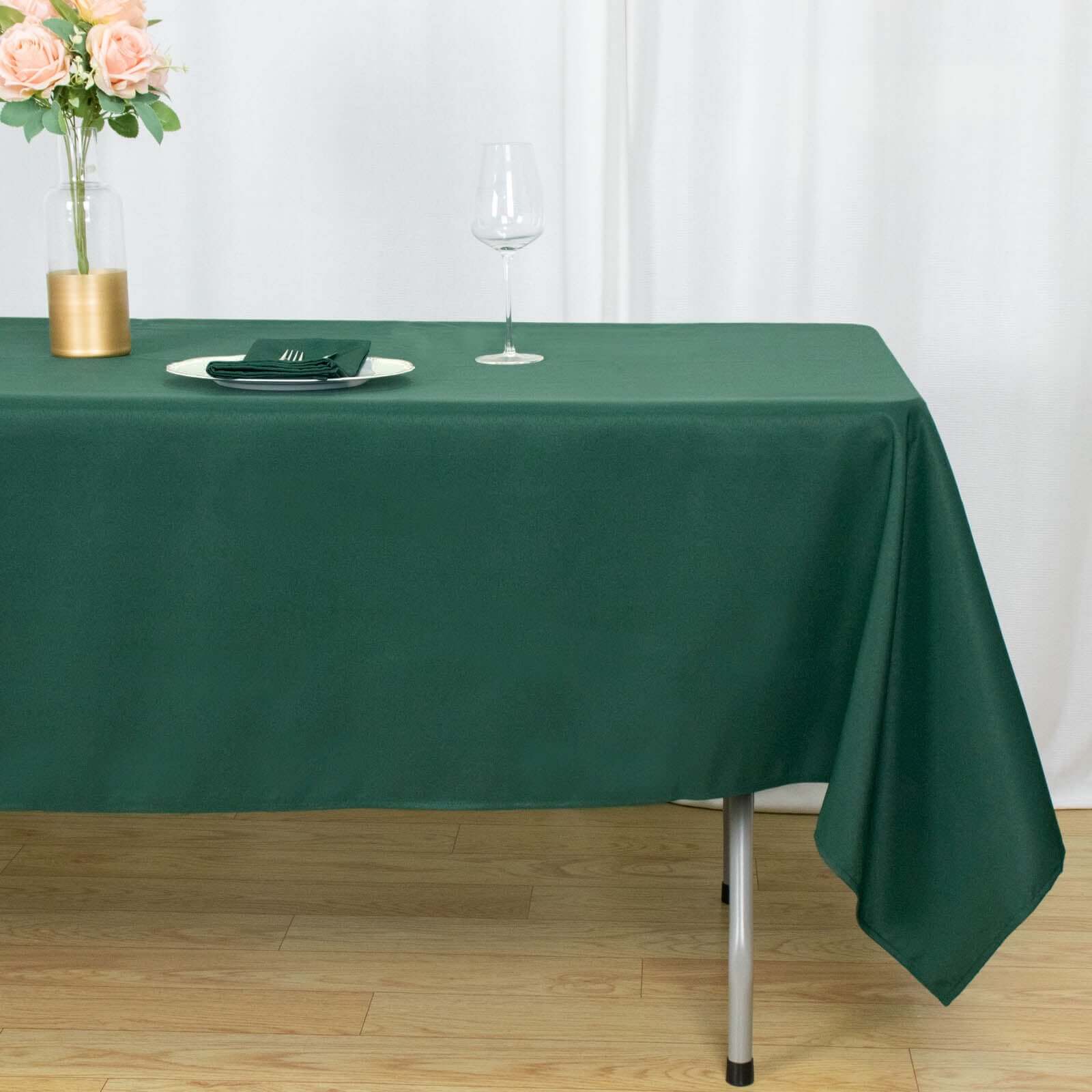 Hunter Emerald Green 60x102 Premium Polyester Tablecloth - Durable & Wrinkle-Resistant