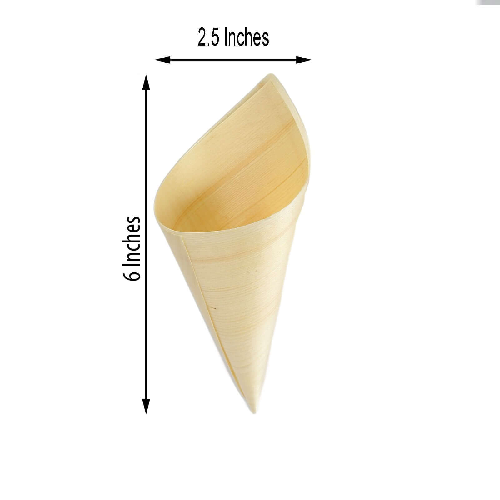 Get 50-Pack Eco-Friendly Natural Pine Wood Disposable Food Tasting and Serving Cones, 6 Inches