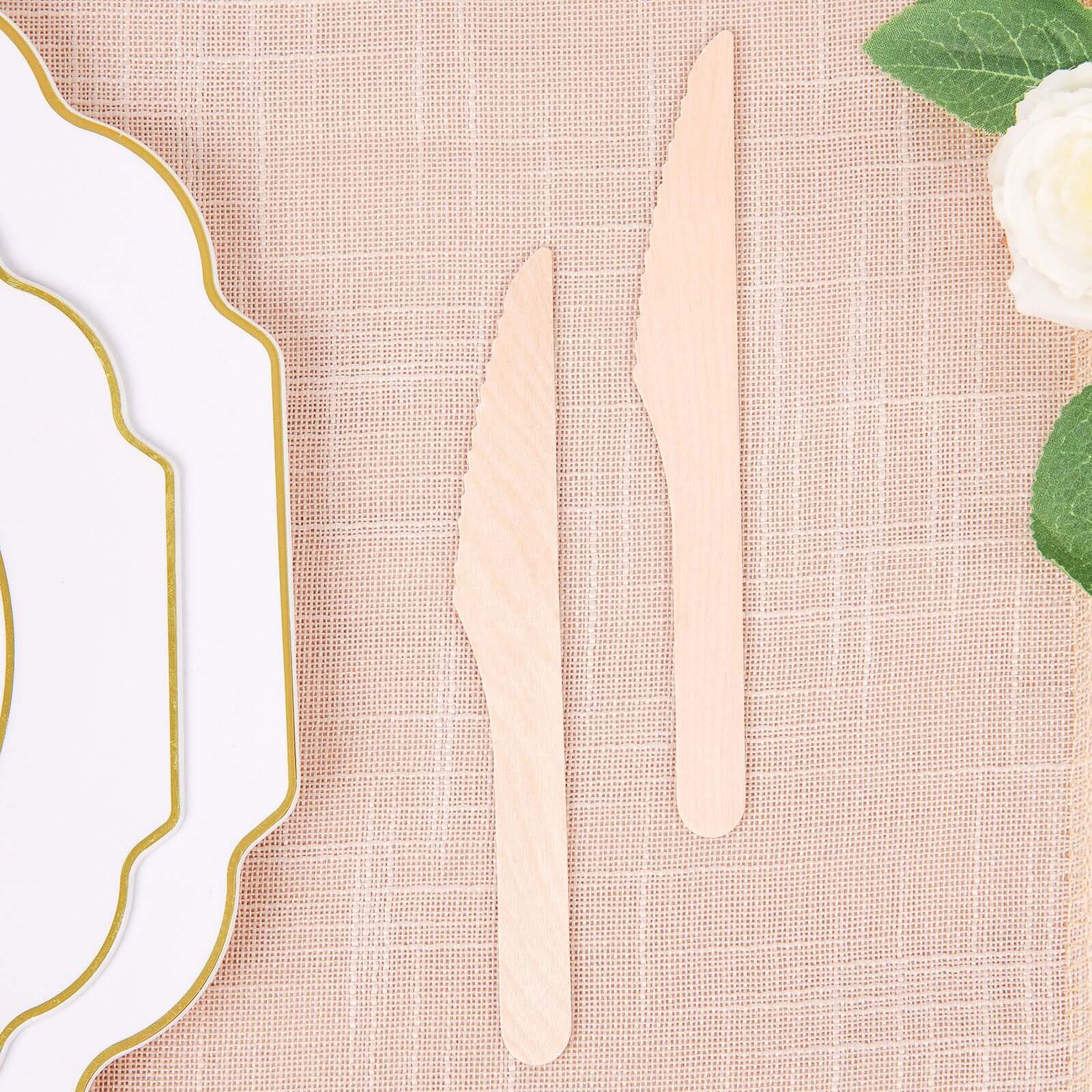 100-Piece Set of Natural Birchwood Knives - Eco-Friendly & Biodegradable for Rustic & Outdoor Events