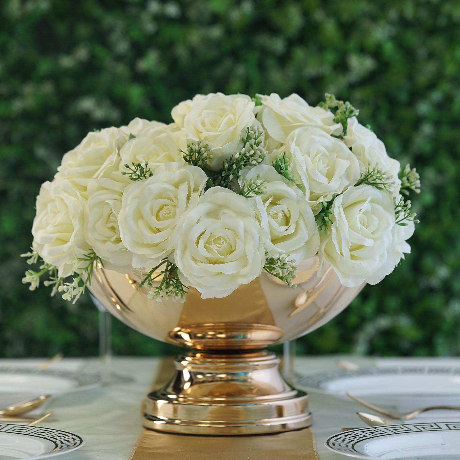 Hot Sale! Gold Metal Round Pedestal Flower Pot - 12