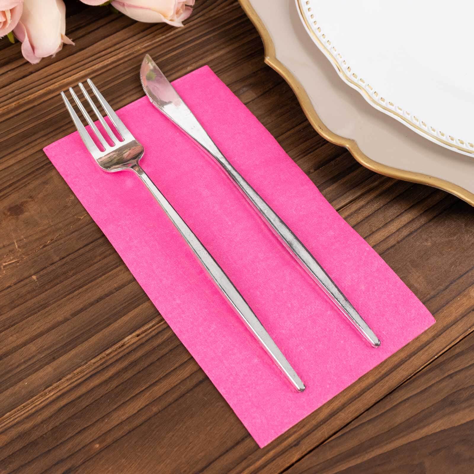 Hot Deal! 50-Pack Fuchsia Soft 2-Ply Disposable Cocktail Napkins for Weddings