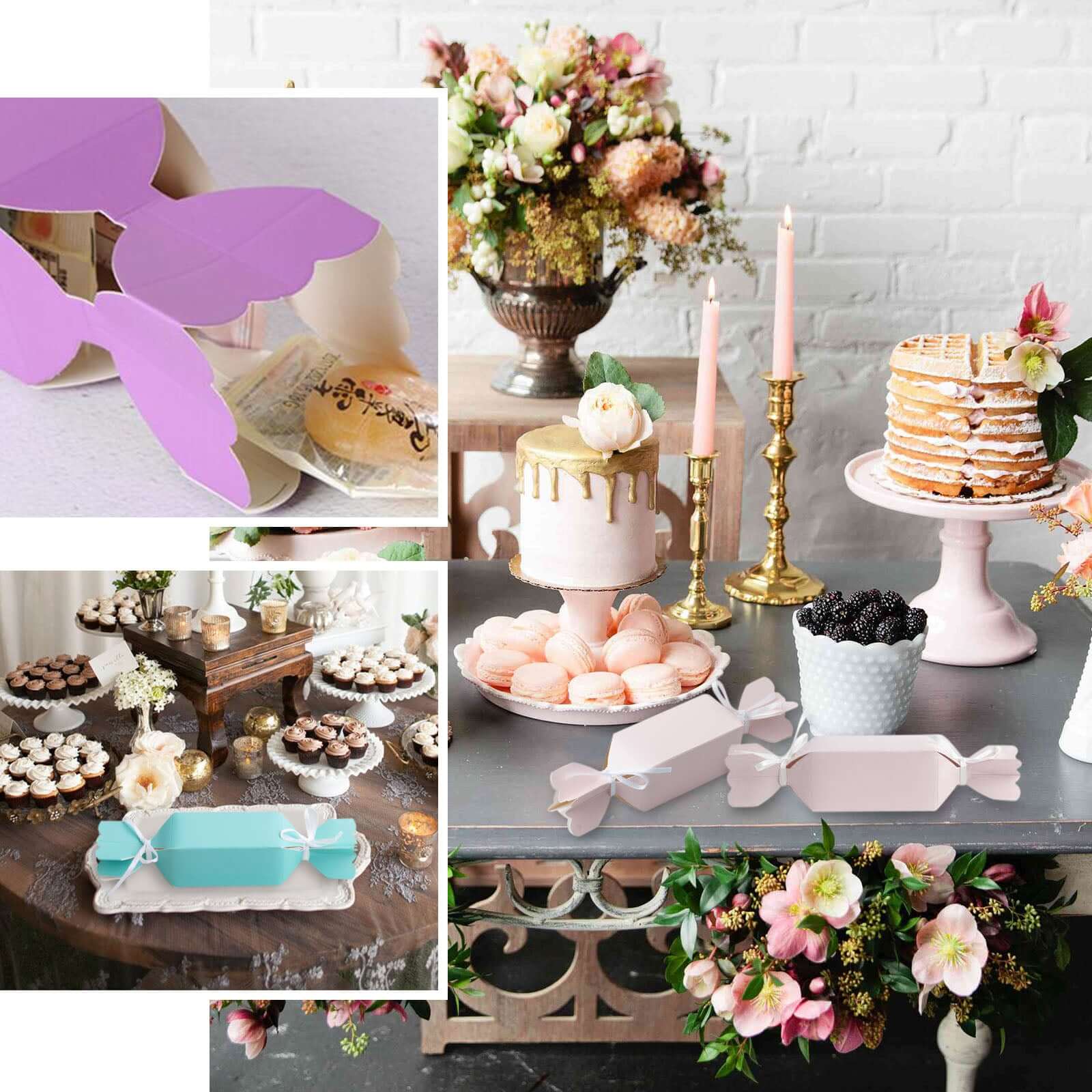 25-Pack Turquoise Candy-Shaped Party Favor Gift Boxes with Satin Ribbons - On Clearance