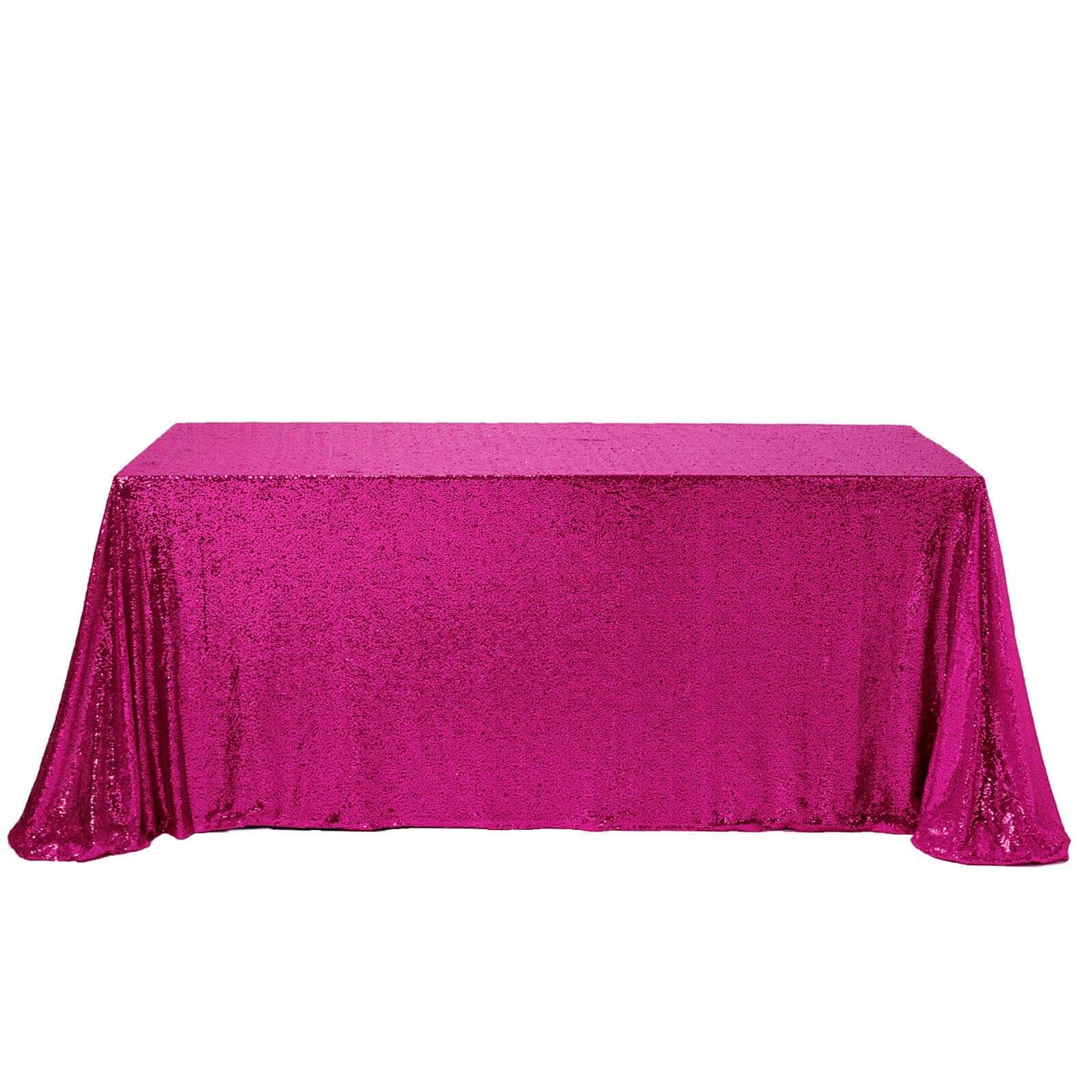 Hot Deal! Fuchsia Sequin Rectangle Tablecloth (90x156) for Stunning Event Decor